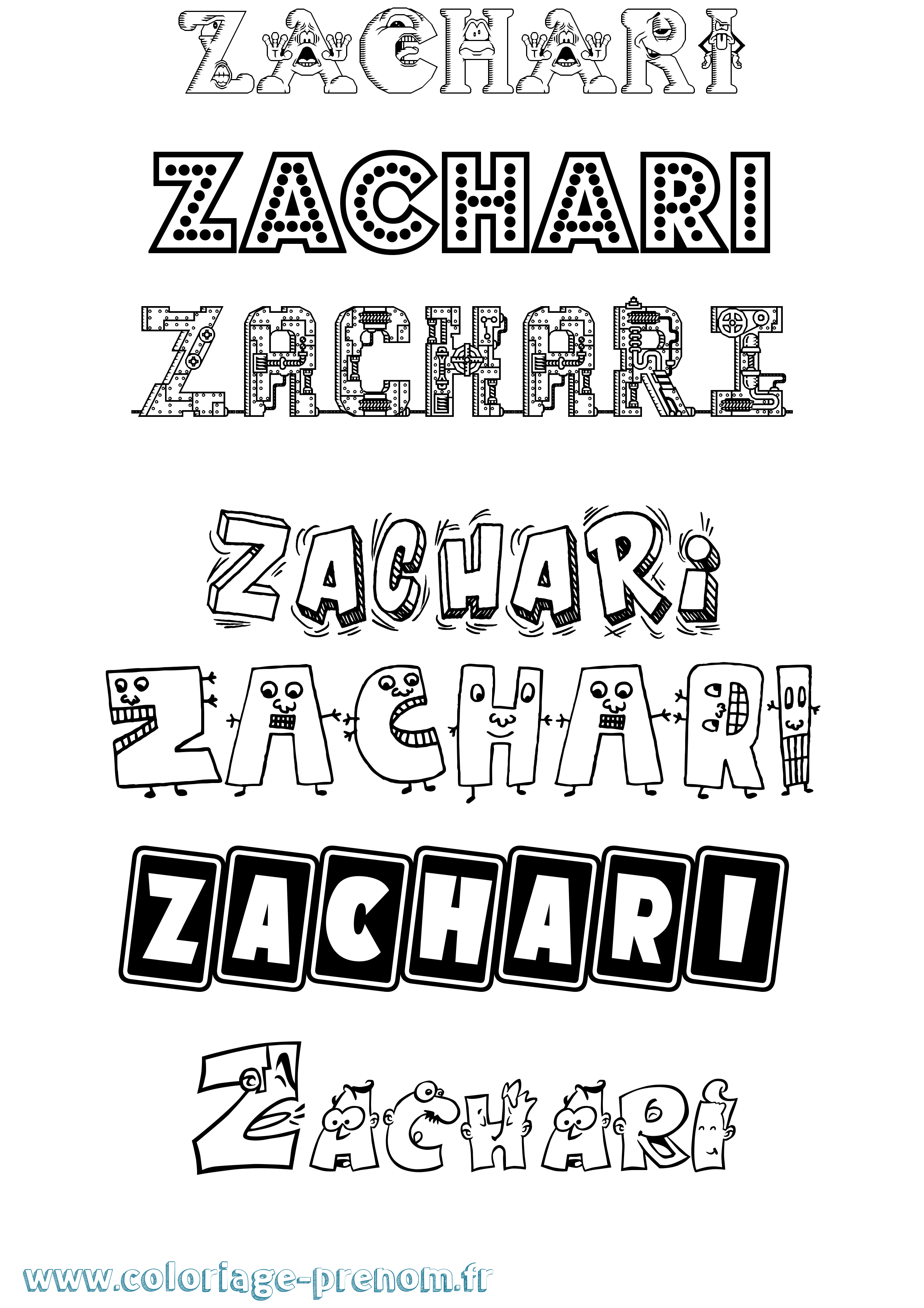 Coloriage Zachari Fun Coloriage prénom Zachari Fun