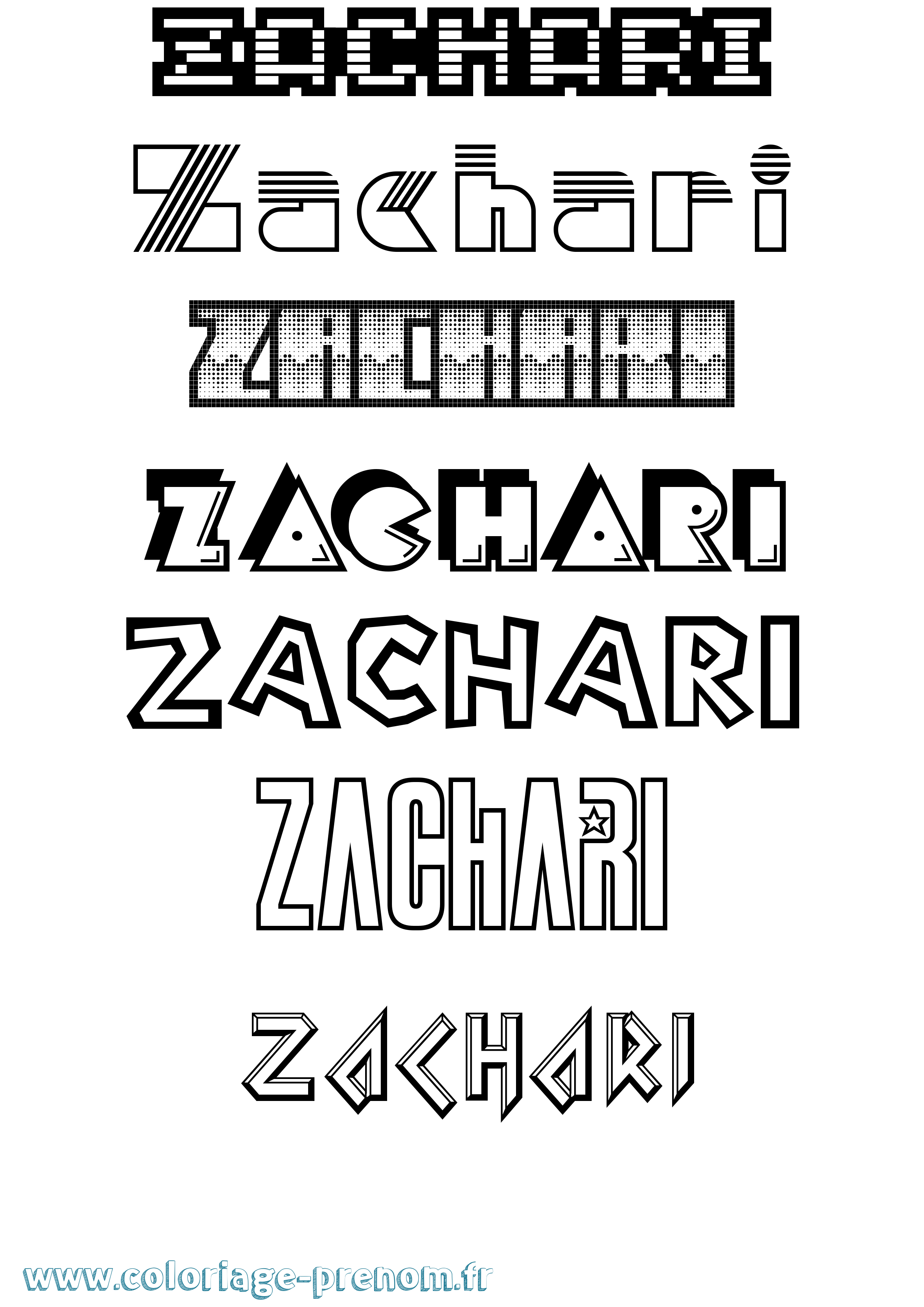 Coloriage Zachari Jeux Vidéos Coloriage prénom Zachari Jeux Vidéos
