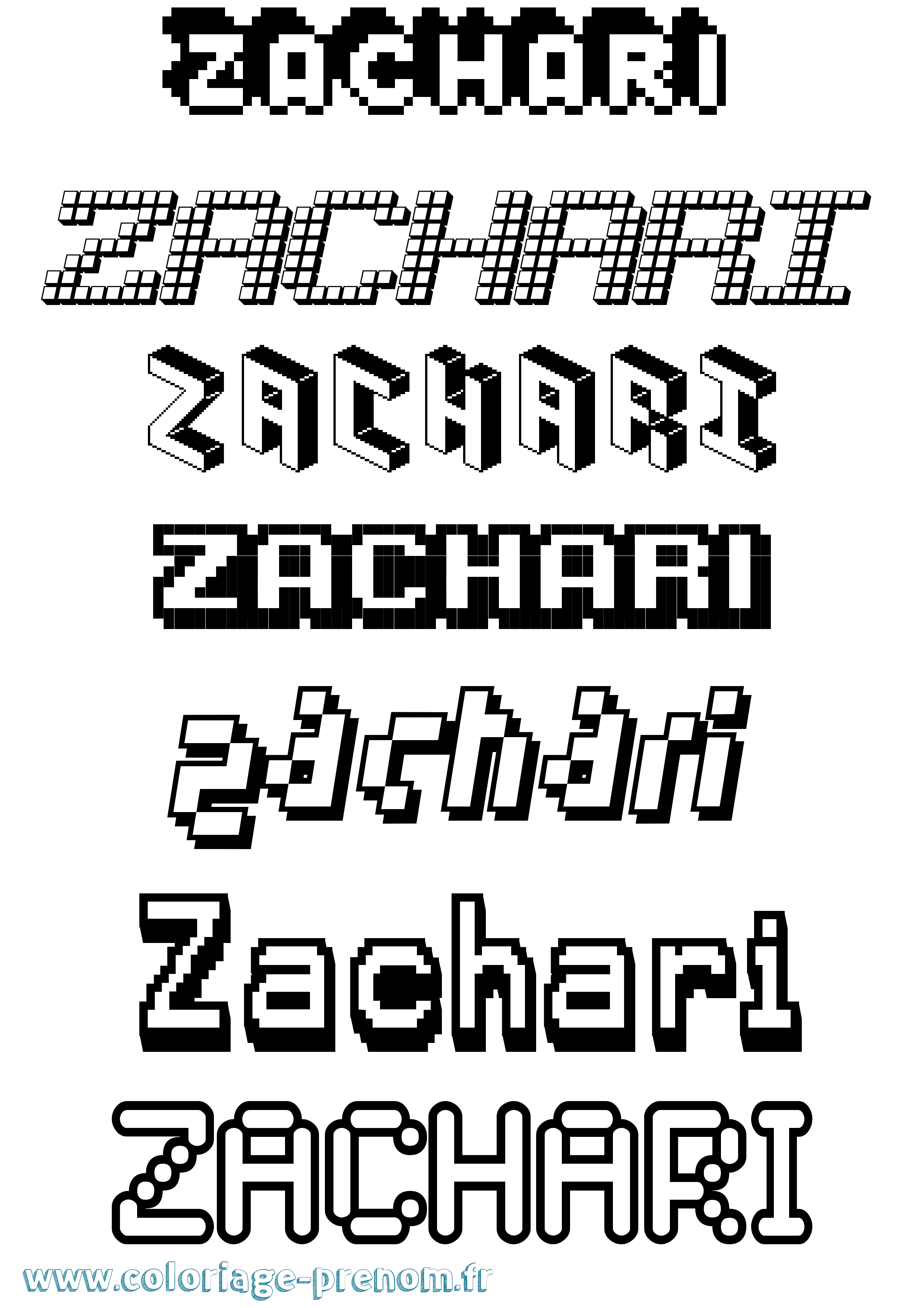Coloriage Zachari Pixel Coloriage prénom Zachari Pixel