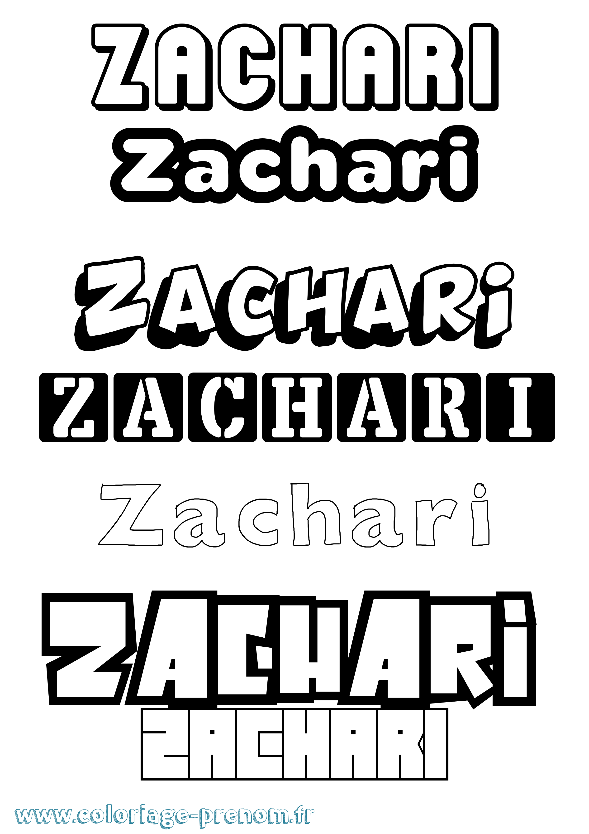 Coloriage Zachari Simple Coloriage prénom Zachari Simple