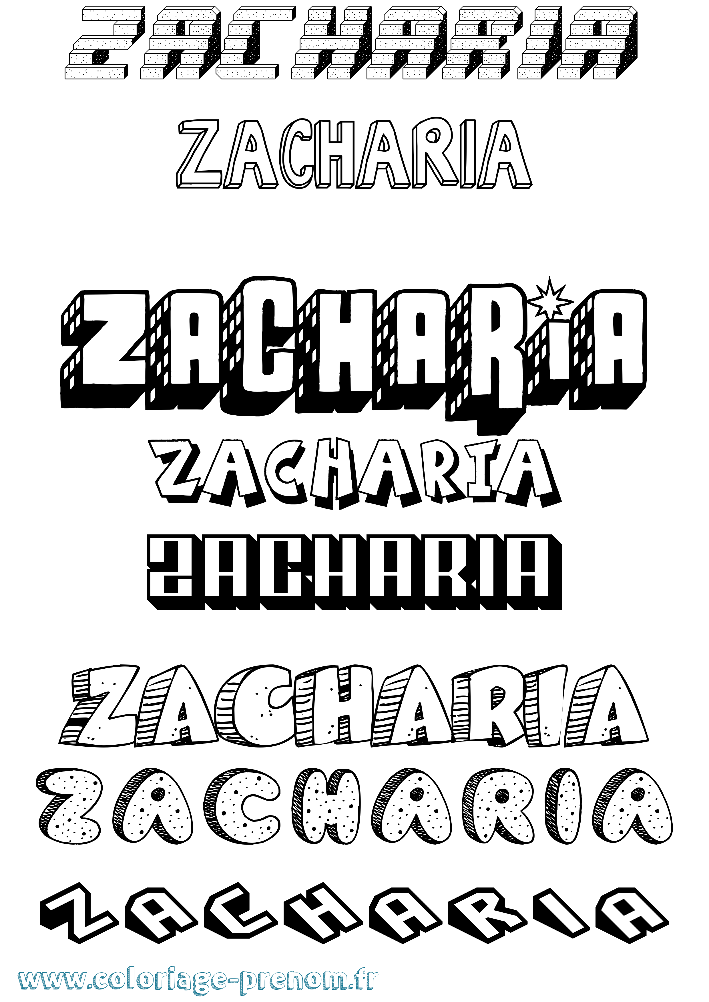 Coloriage prénom Zacharia