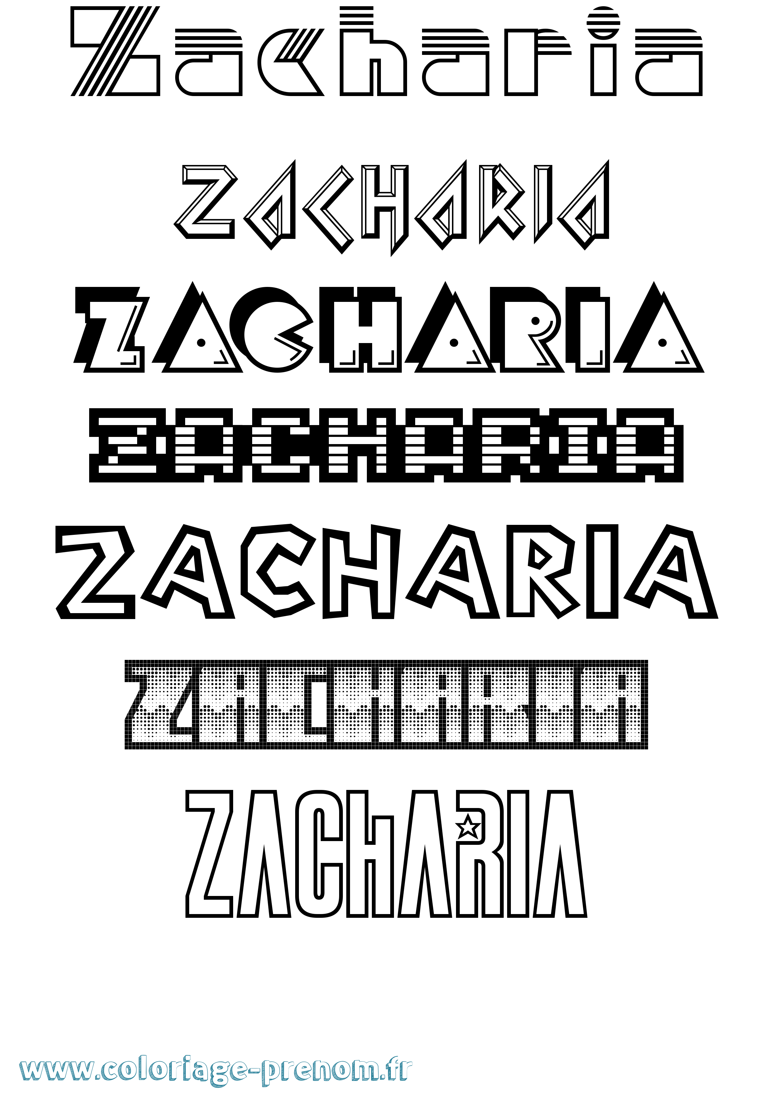 Coloriage prénom Zacharia