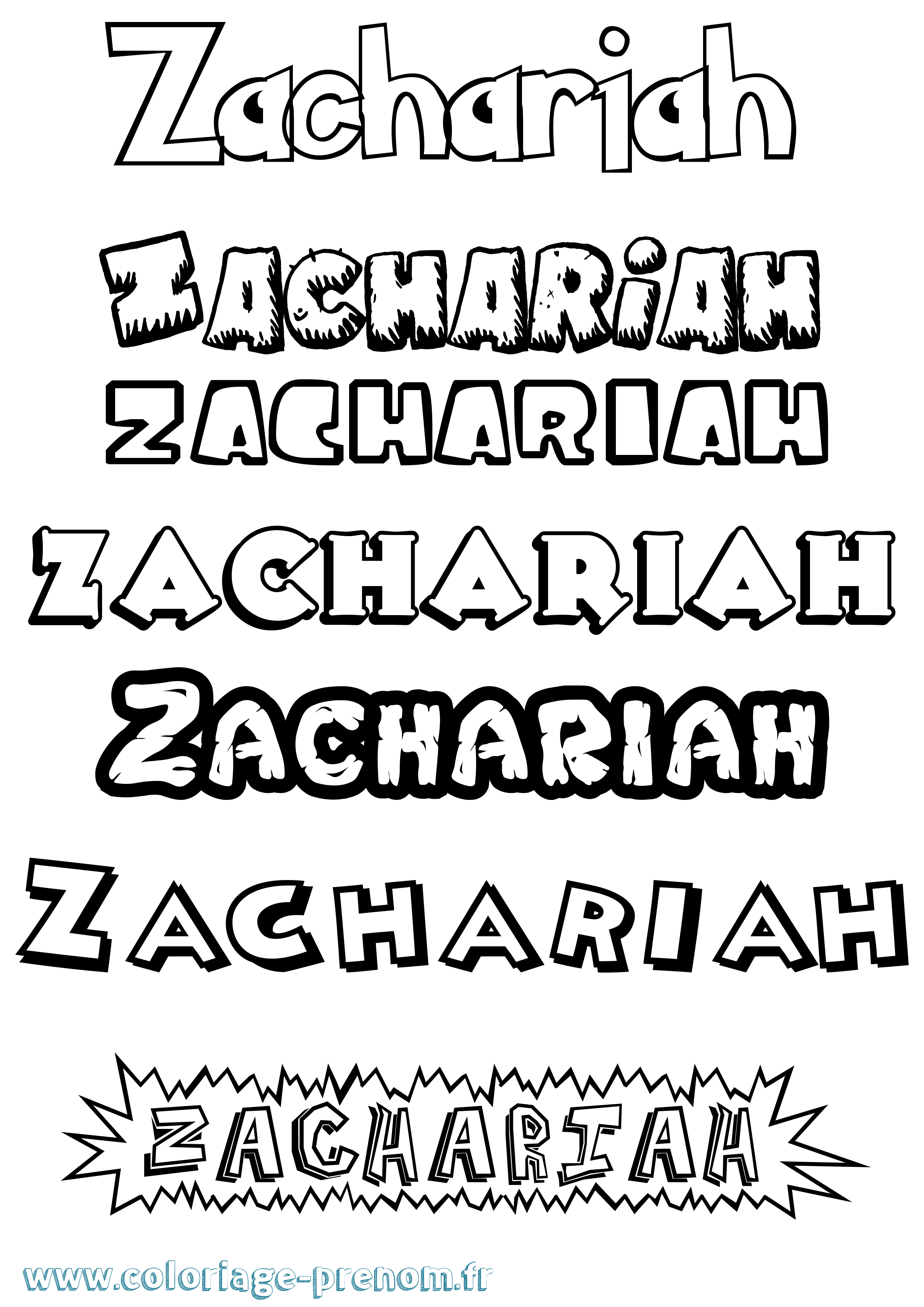 Coloriage prénom Zachariah Dessin Animé