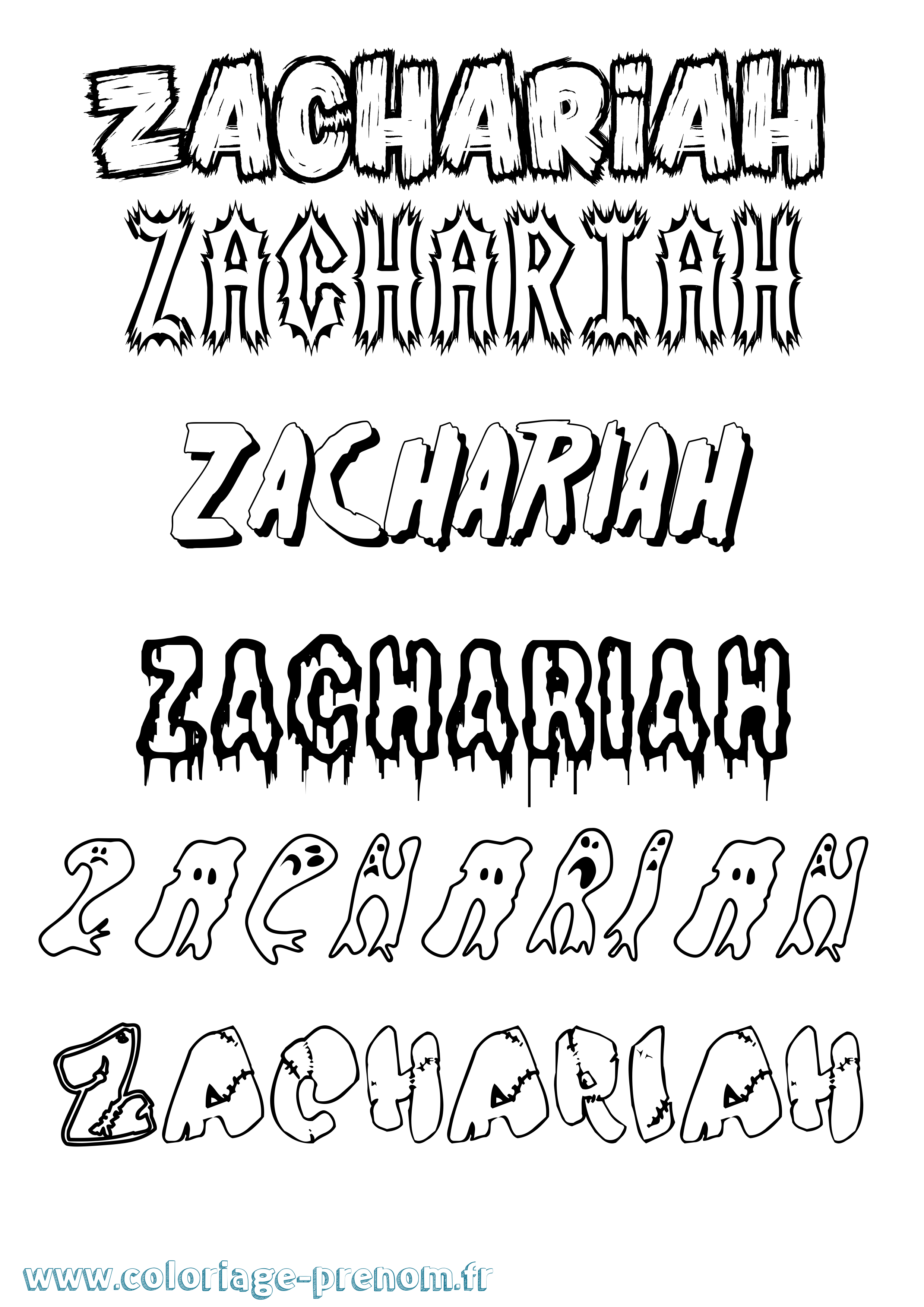 Coloriage prénom Zachariah Frisson