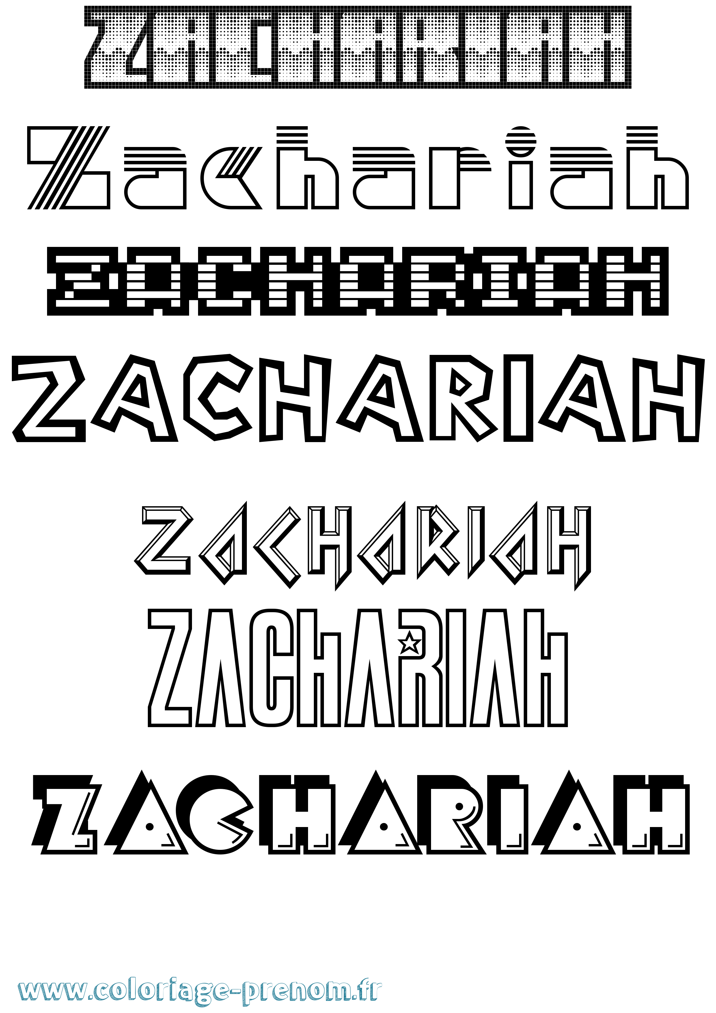 Coloriage prénom Zachariah Jeux Vidéos