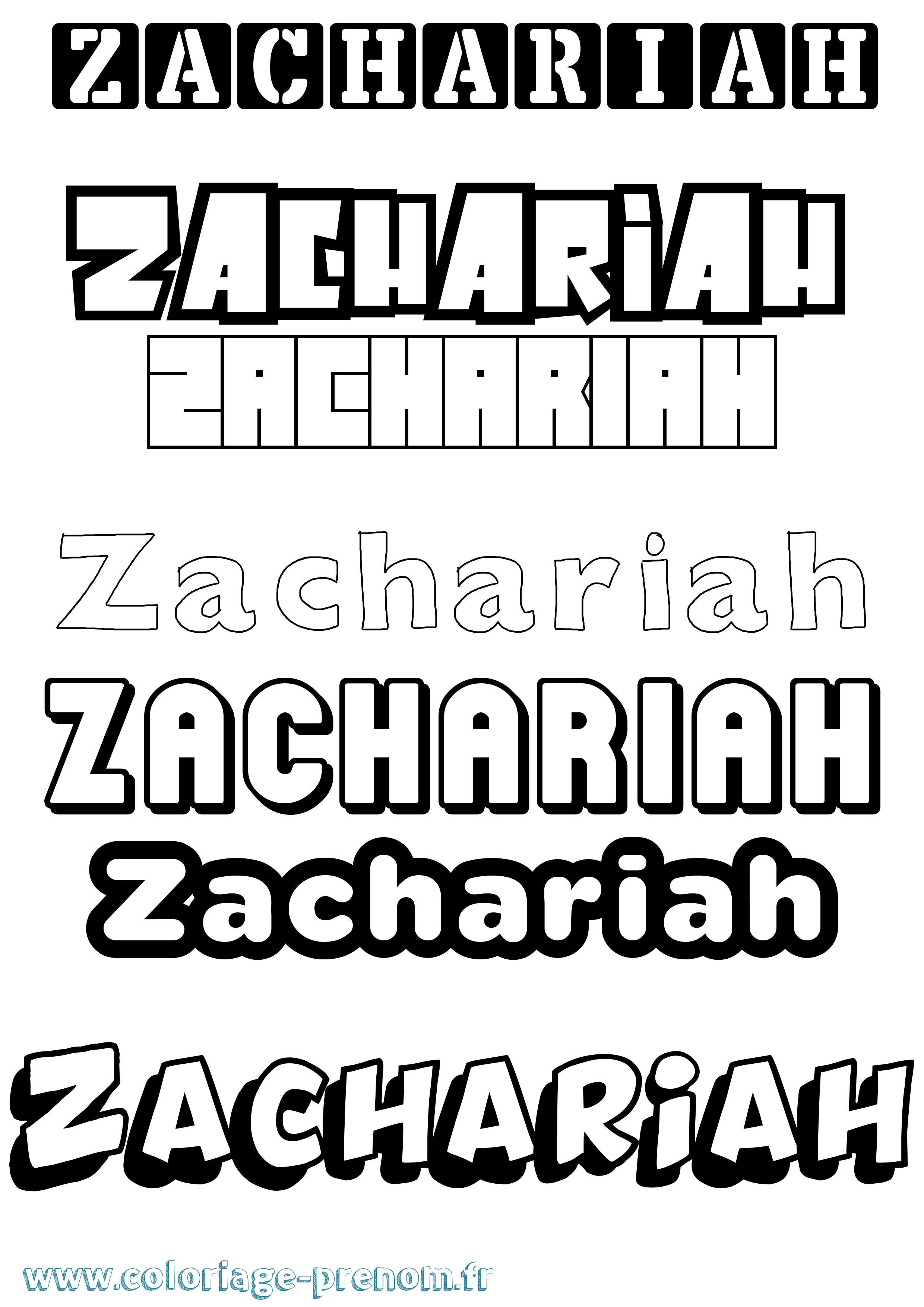 Coloriage prénom Zachariah Simple