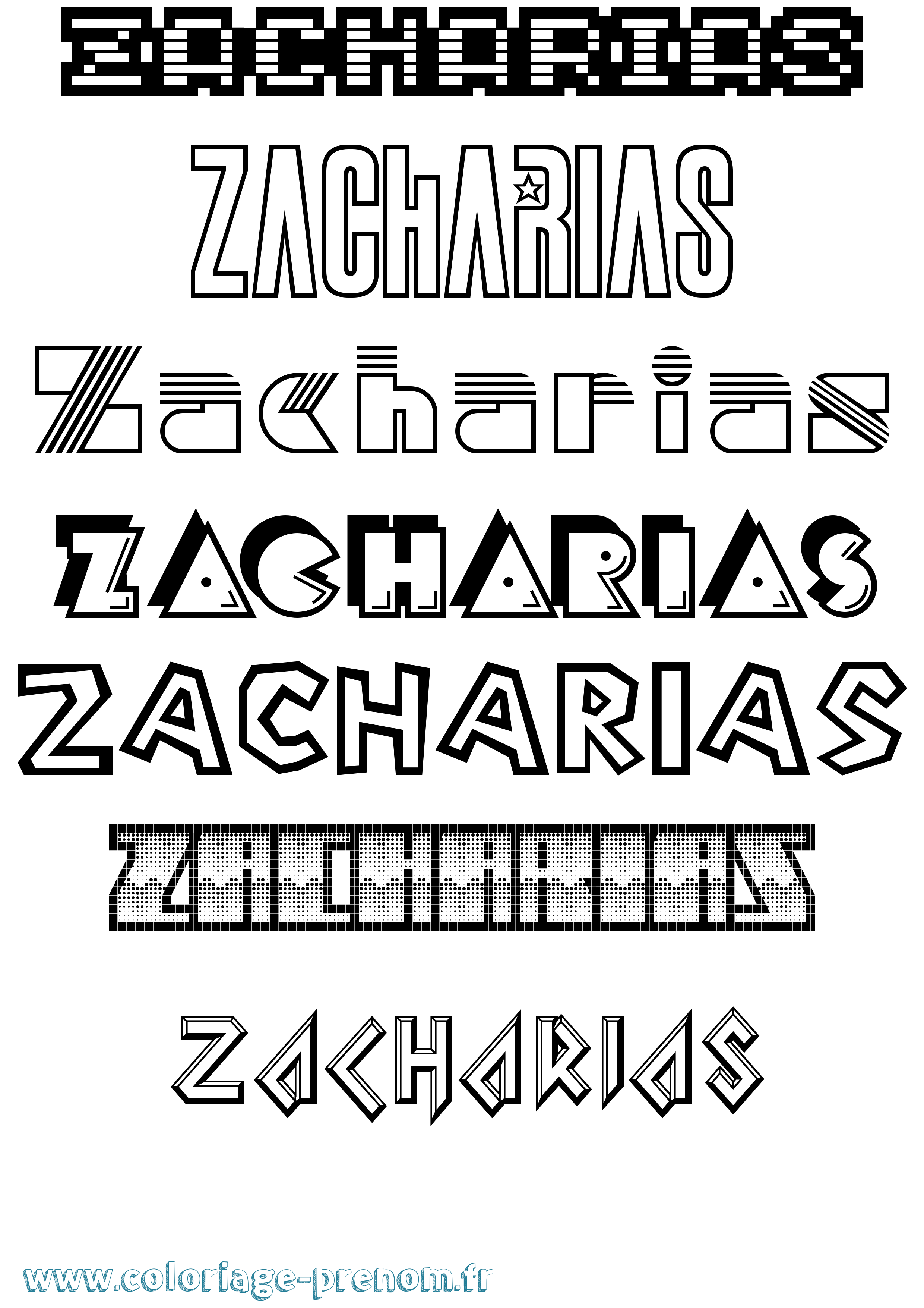 Coloriage Zacharias Jeux Vidéos Coloriage prénom Zacharias Jeux Vidéos