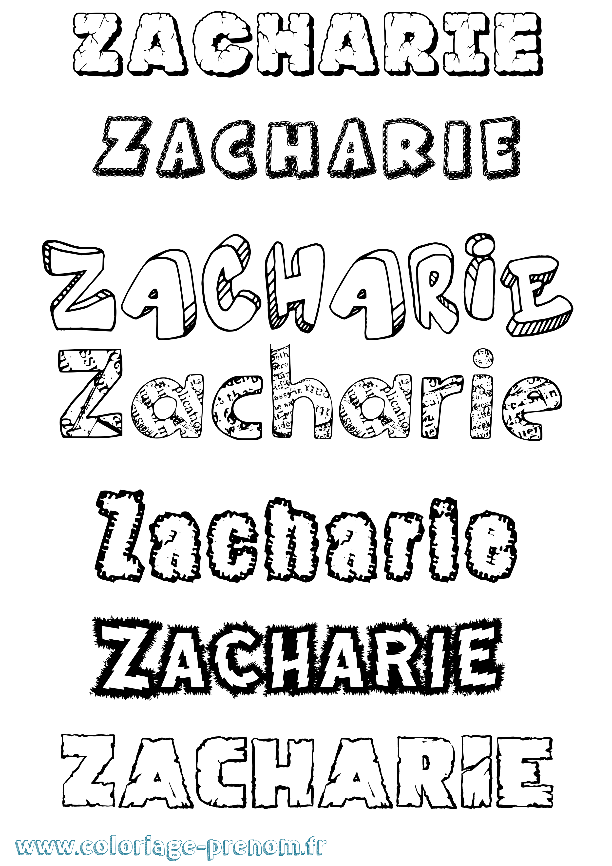 Coloriage prénom Zacharie Destructuré