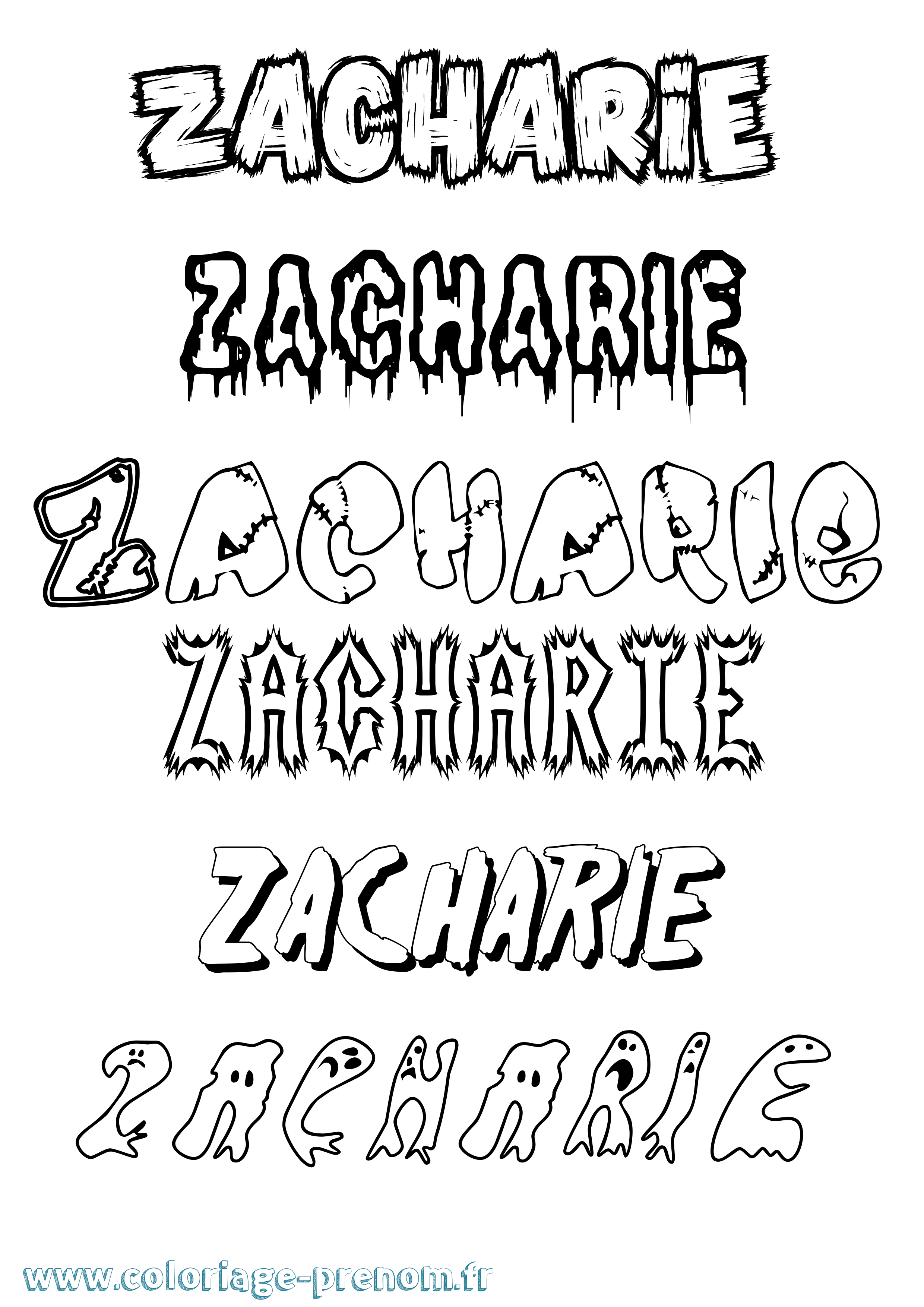 Coloriage prénom Zacharie Frisson