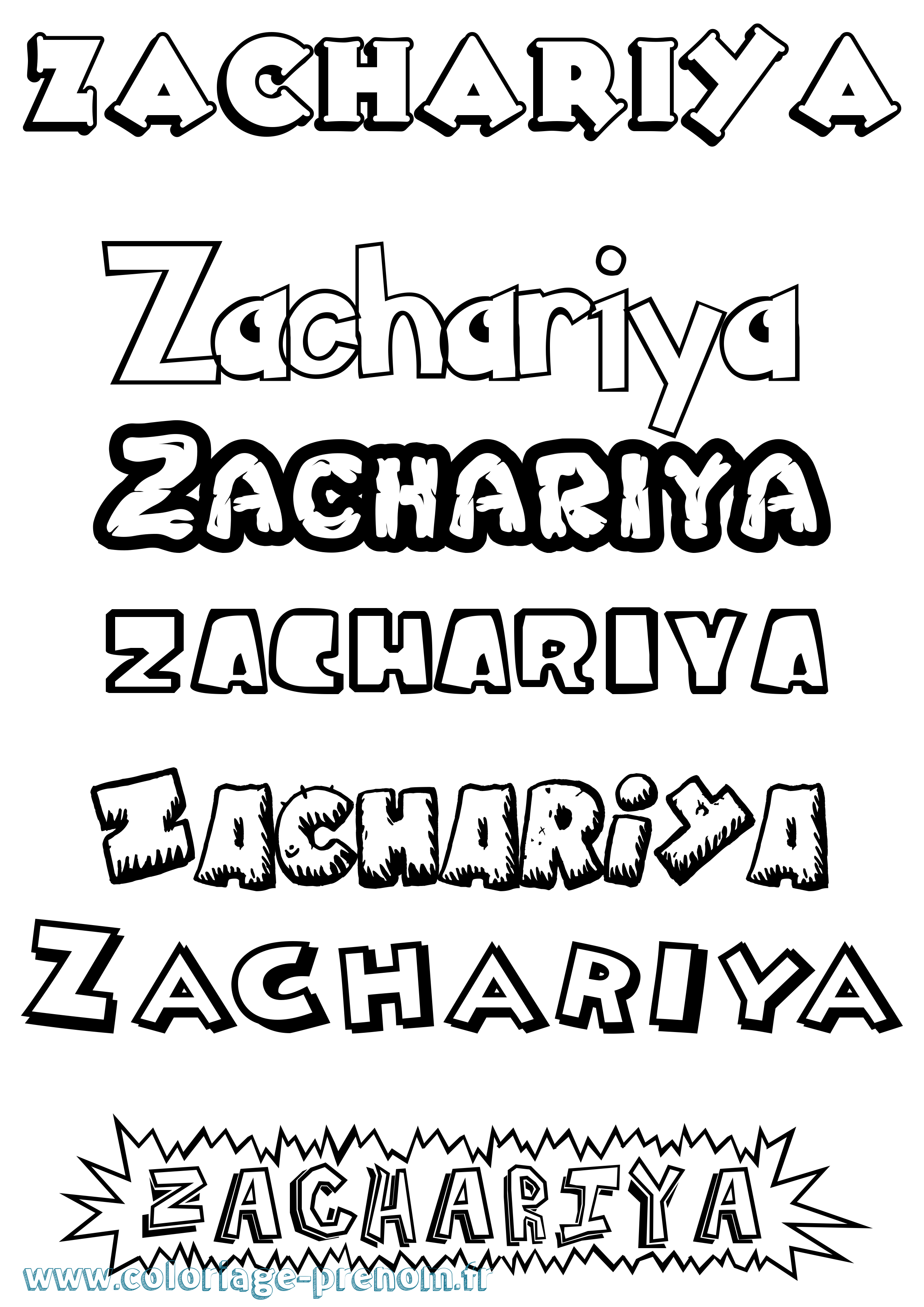 Coloriage Zachariya Dessin Animé Coloriage prénom Zachariya Dessin Animé