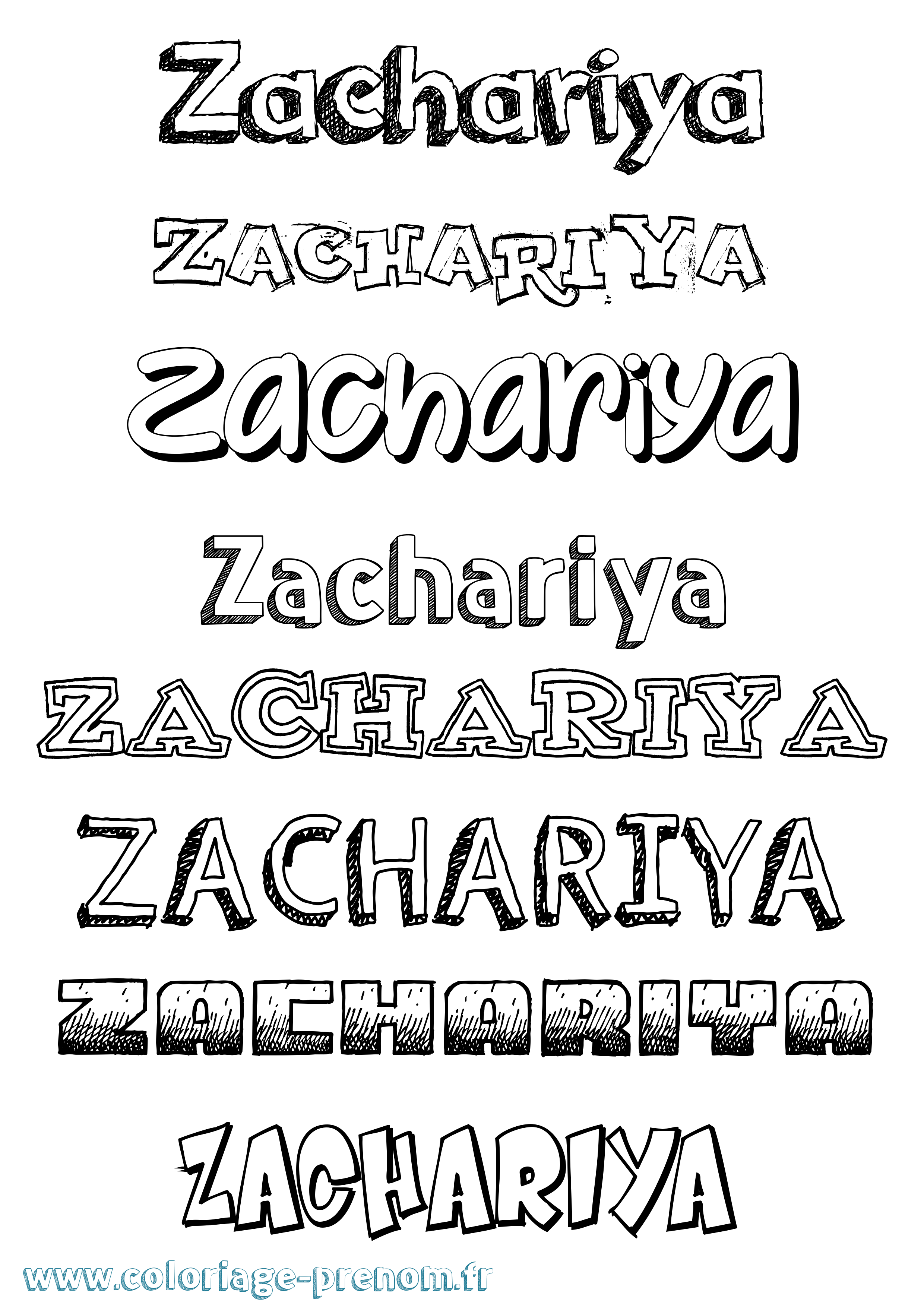 Coloriage Zachariya Dessiné Coloriage prénom Zachariya Dessiné