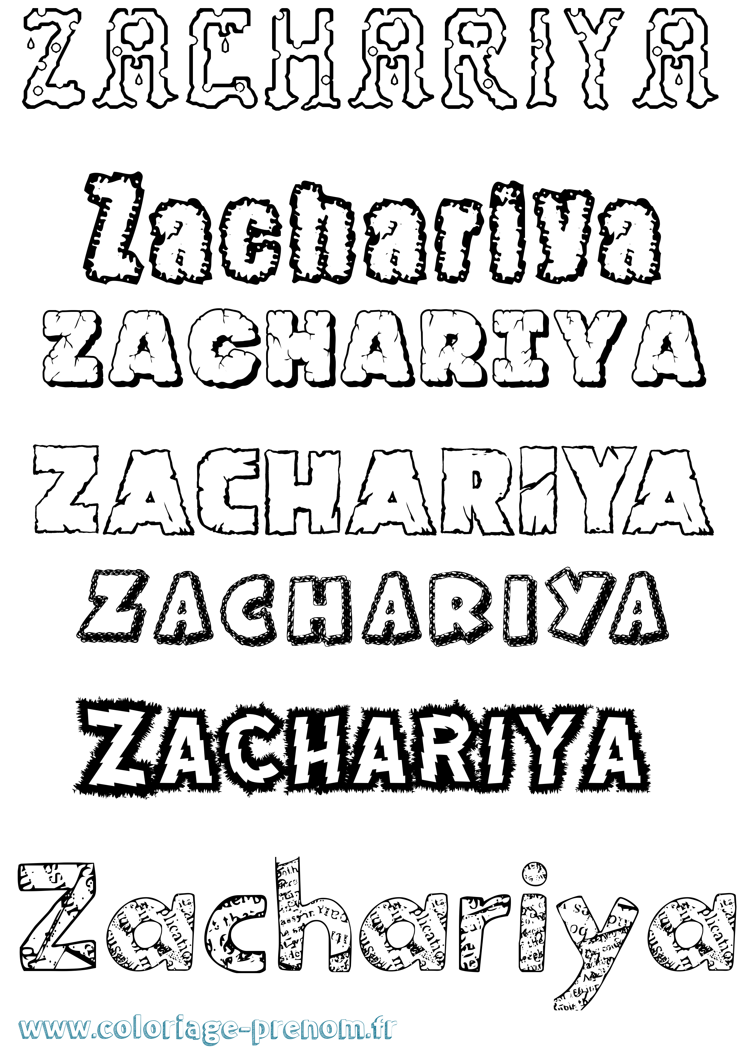 Coloriage Zachariya Destructuré Coloriage prénom Zachariya Destructuré