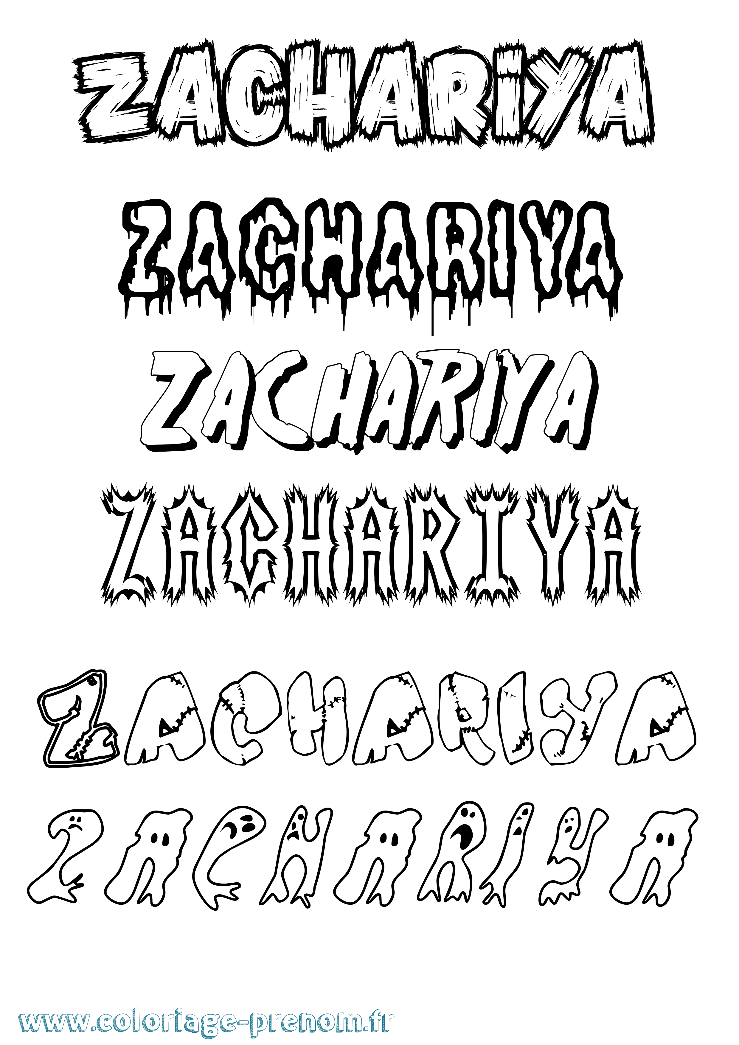 Coloriage Zachariya Frisson Coloriage prénom Zachariya Frisson