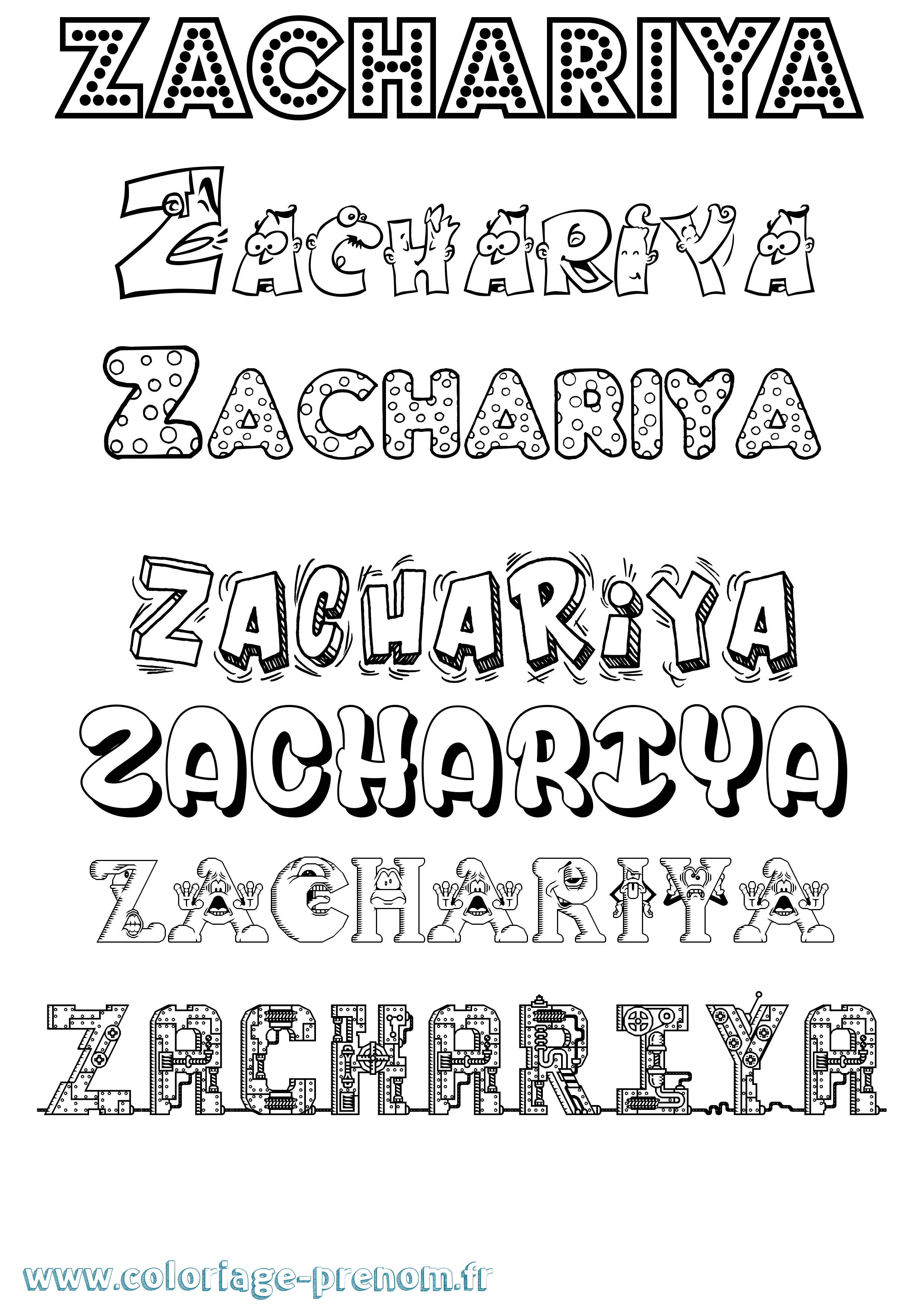 Coloriage Zachariya Fun Coloriage prénom Zachariya Fun
