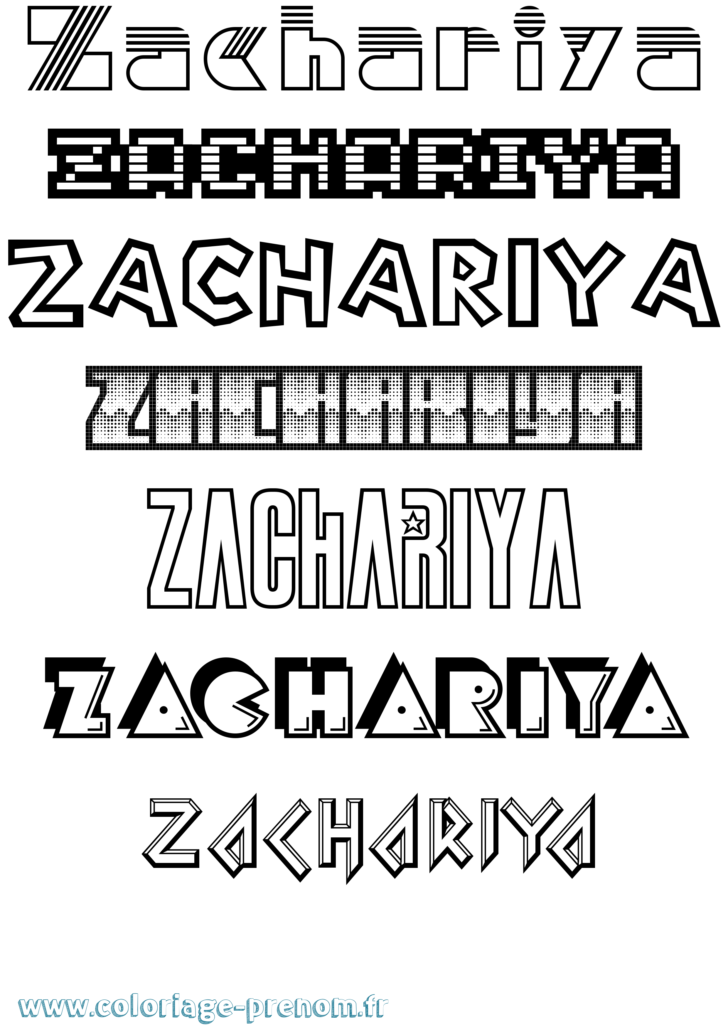 Coloriage Zachariya Jeux Vidéos Coloriage prénom Zachariya Jeux Vidéos