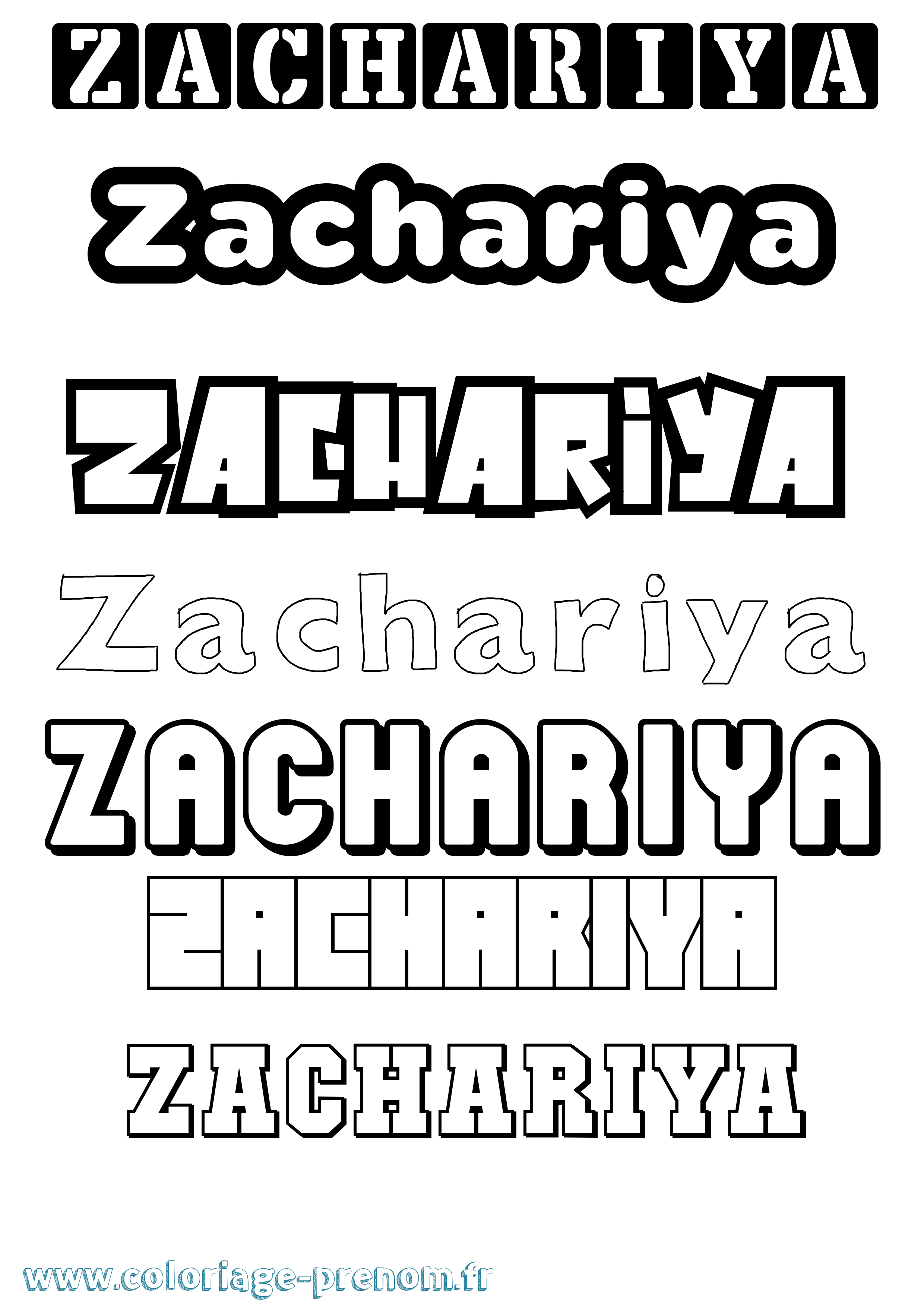 Coloriage Zachariya Simple Coloriage prénom Zachariya Simple