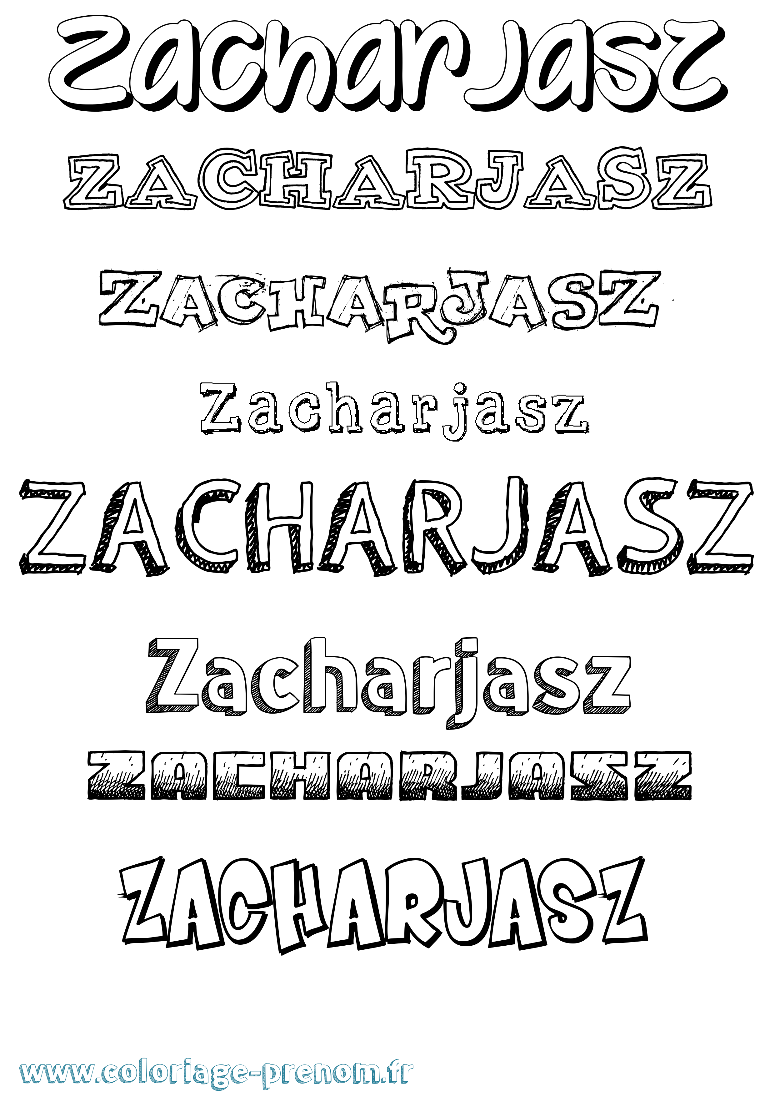 Coloriage prénom Zacharjasz Dessiné