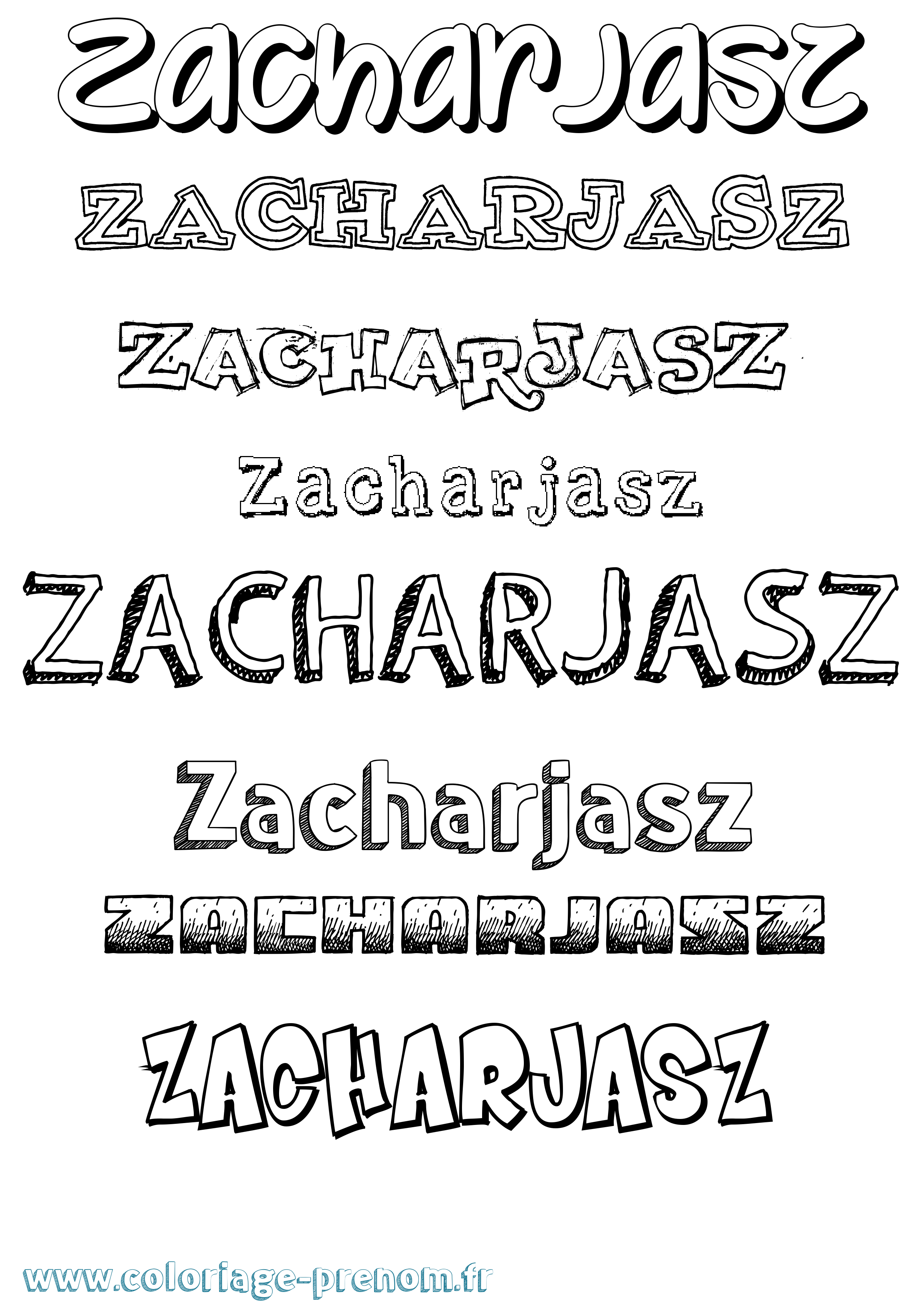 Coloriage Zacharjasz Dessiné Coloriage prénom Zacharjasz Dessiné