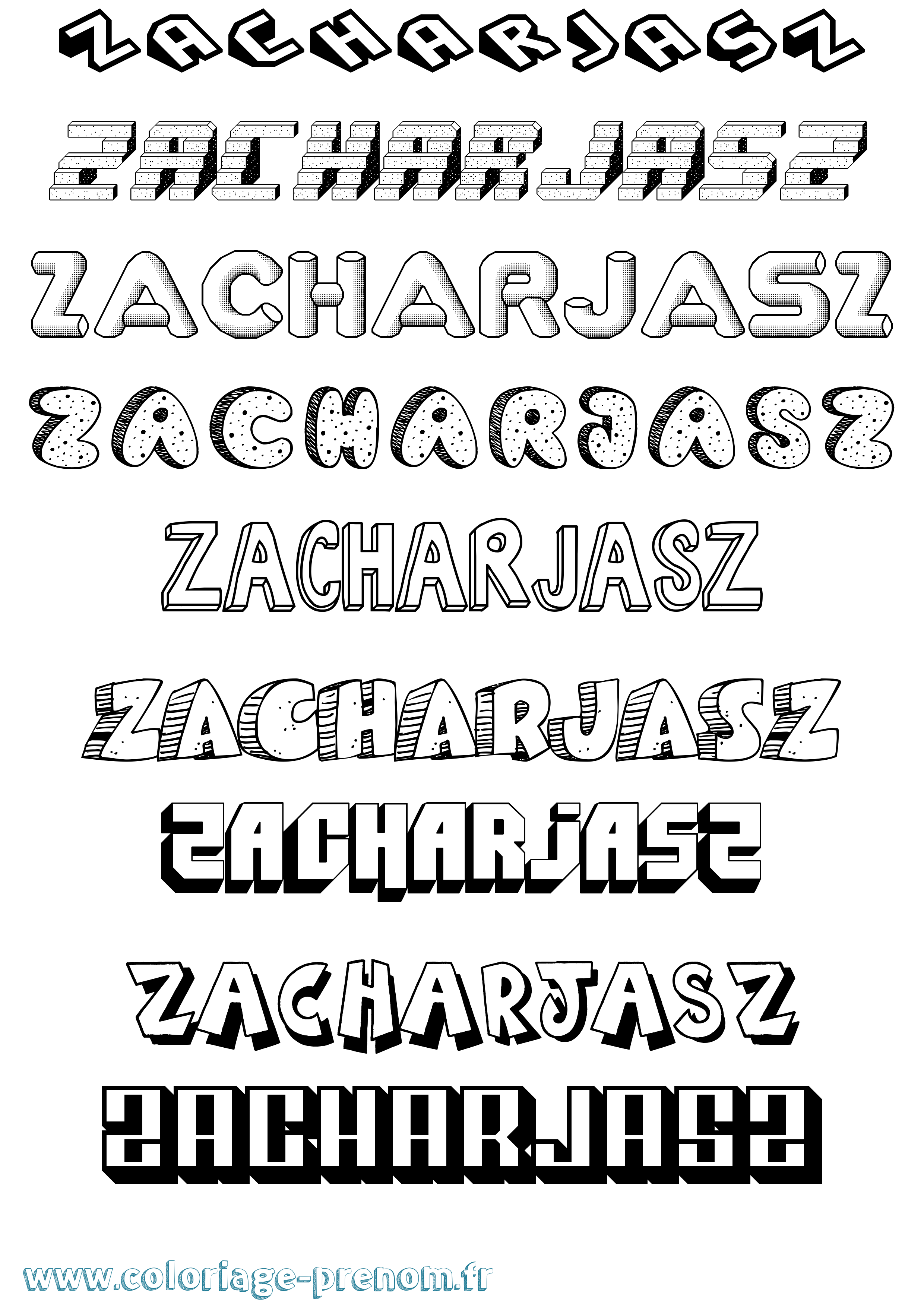 Coloriage Zacharjasz Effet 3D Coloriage prénom Zacharjasz Effet 3D