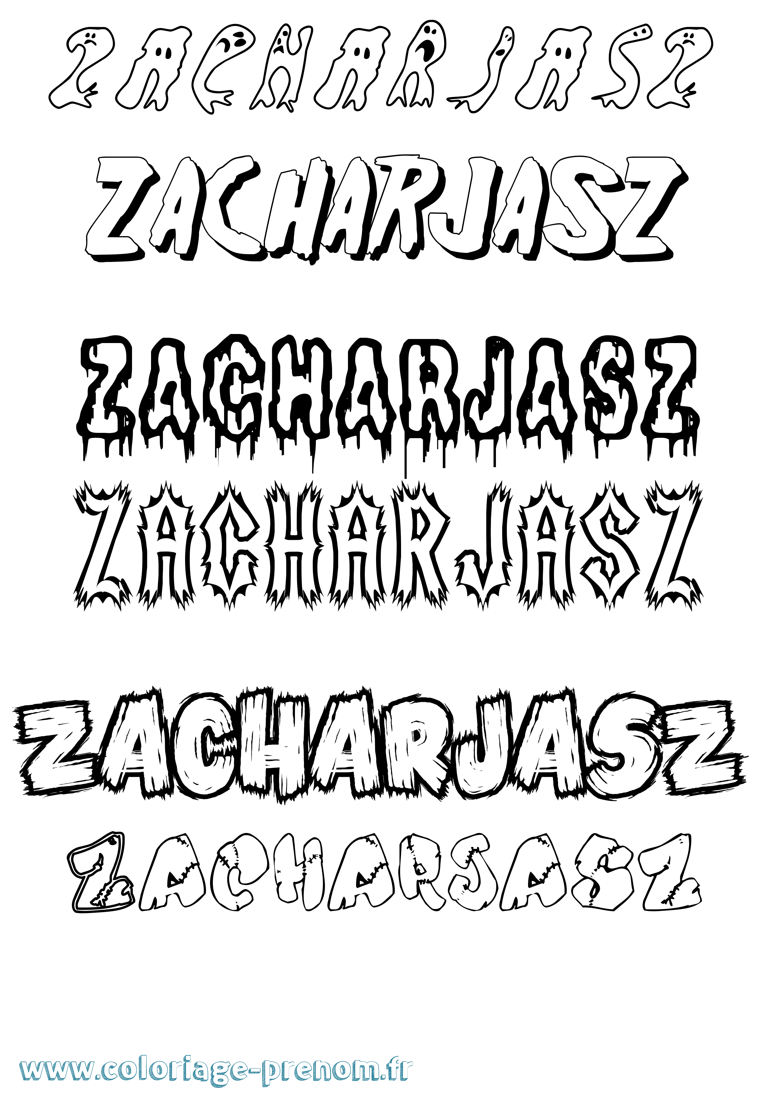 Coloriage Zacharjasz Frisson Coloriage prénom Zacharjasz Frisson