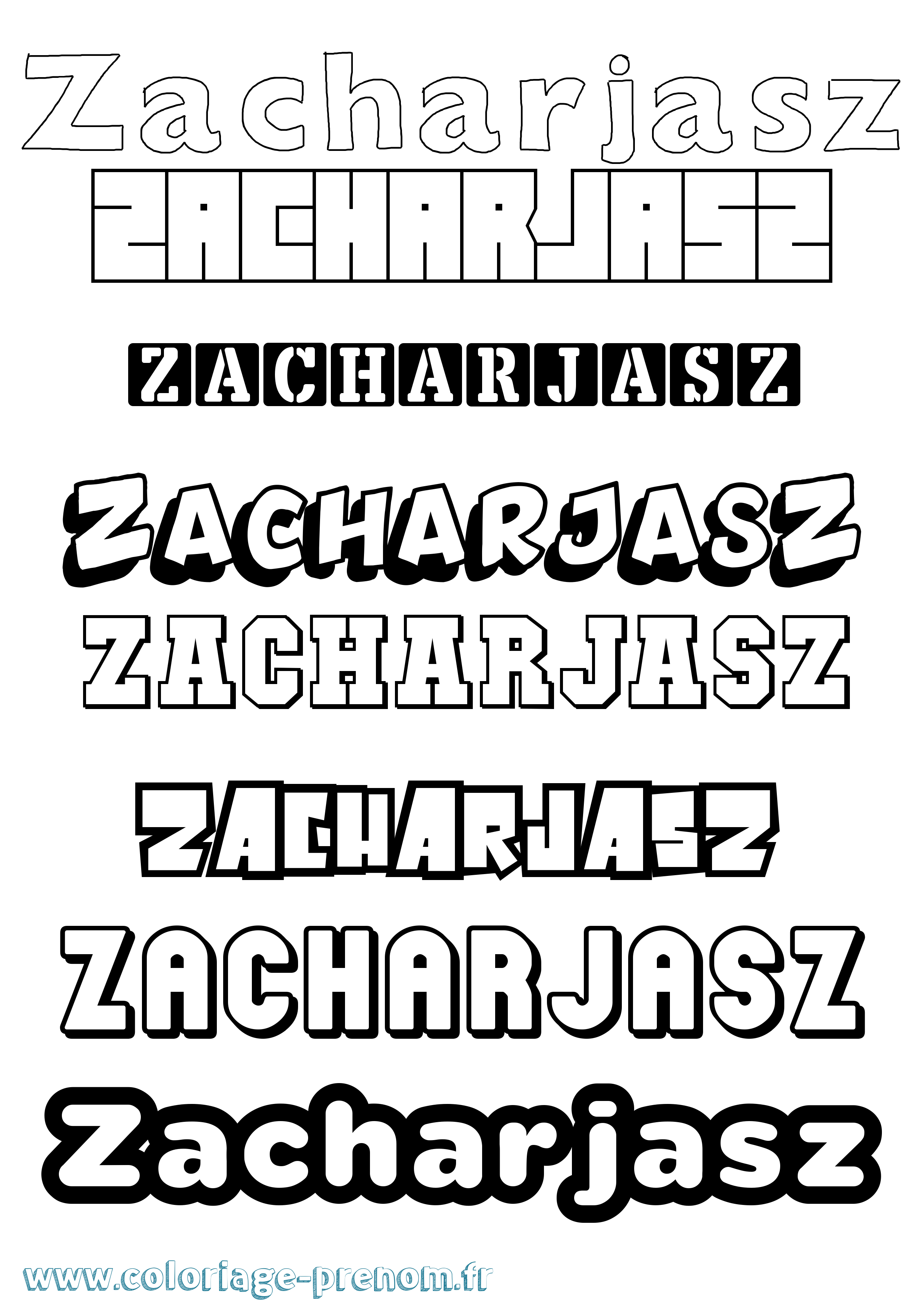 Coloriage Zacharjasz Simple Coloriage prénom Zacharjasz Simple