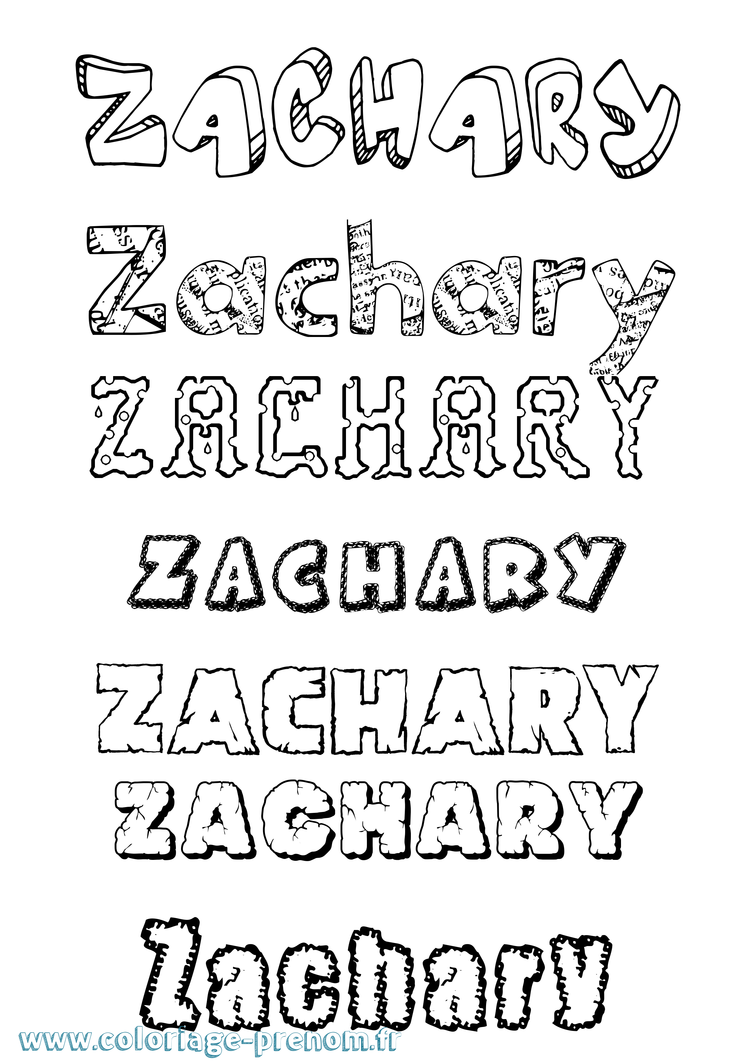 Coloriage prénom Zachary Destructuré