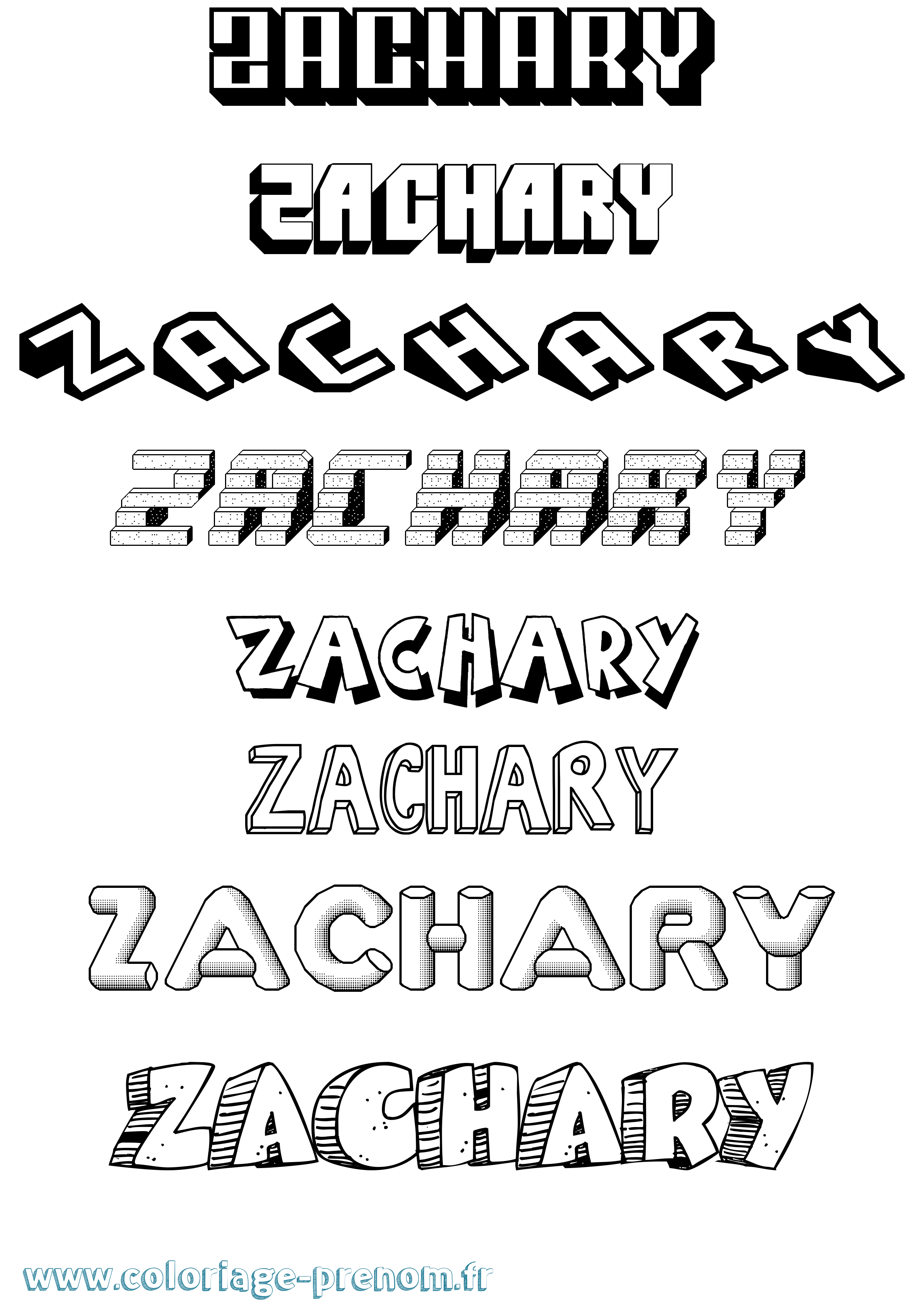 Coloriage Zachary Coloriage prénom Zachary