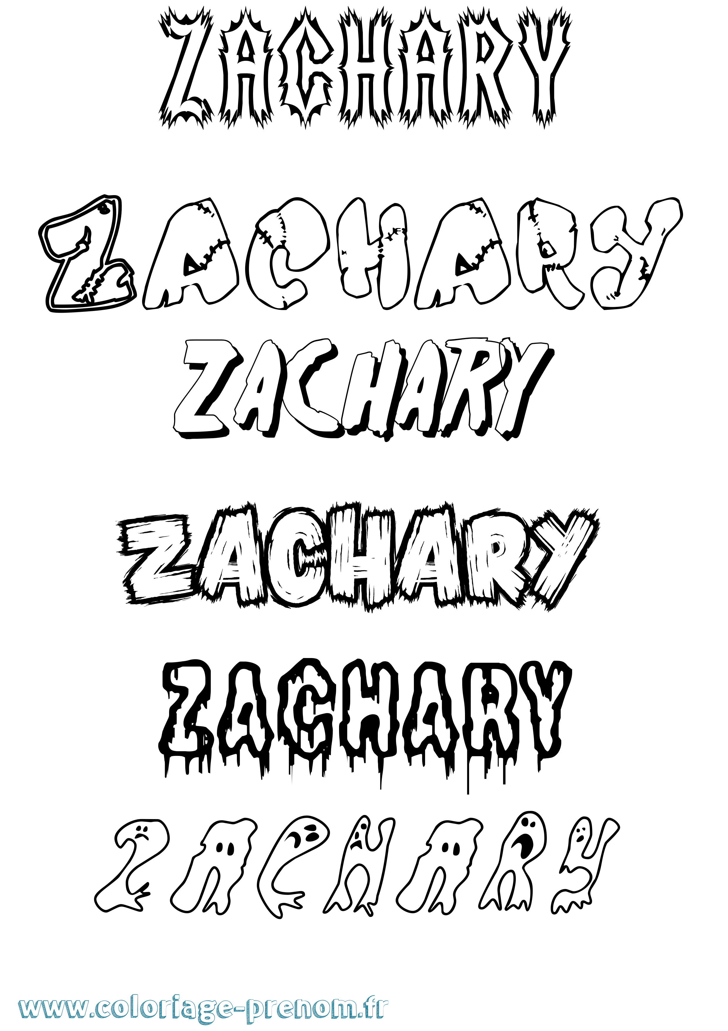 Coloriage prénom Zachary Frisson