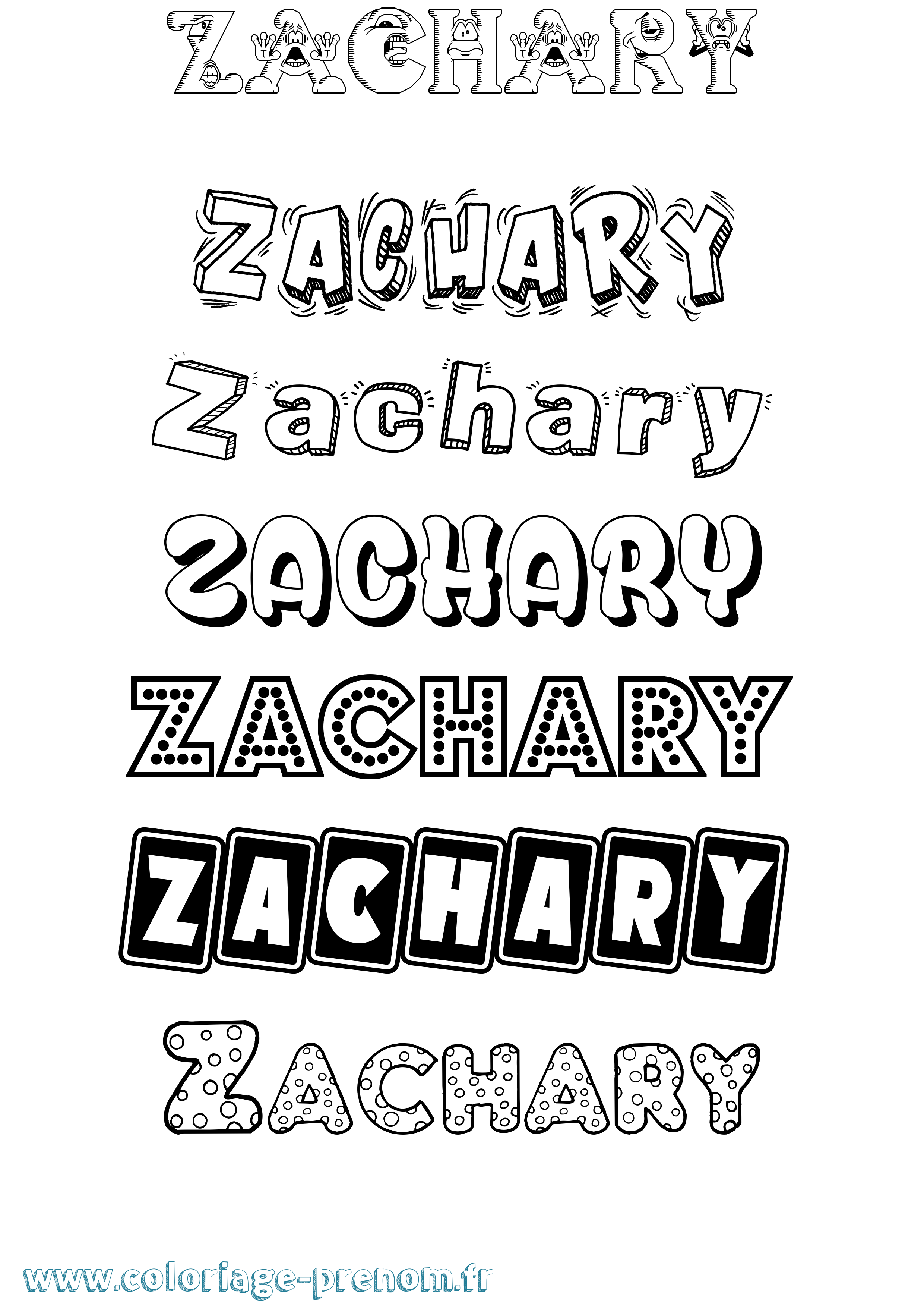 Coloriage prénom Zachary Fun