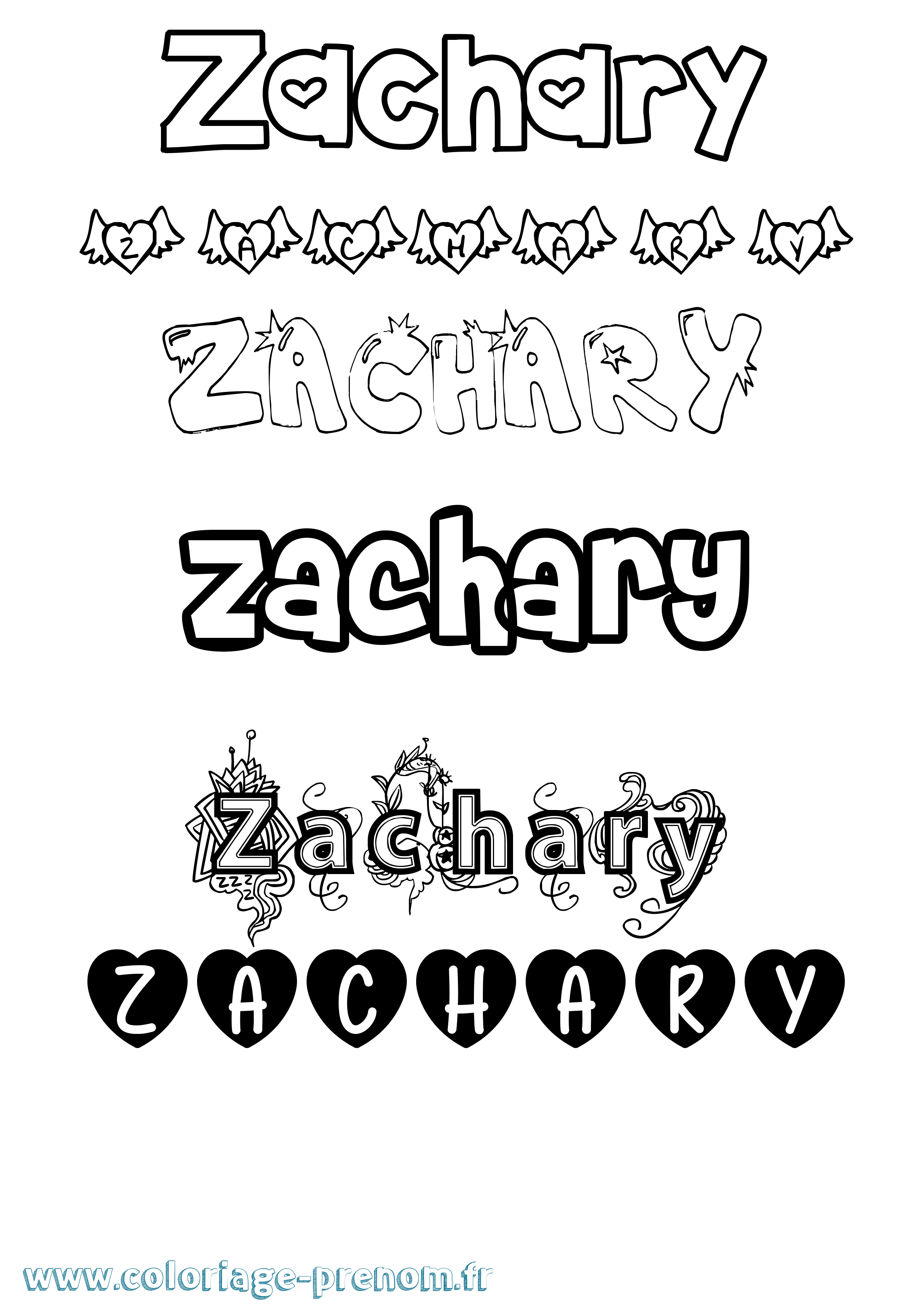 Coloriage Zachary Coloriage prénom Zachary