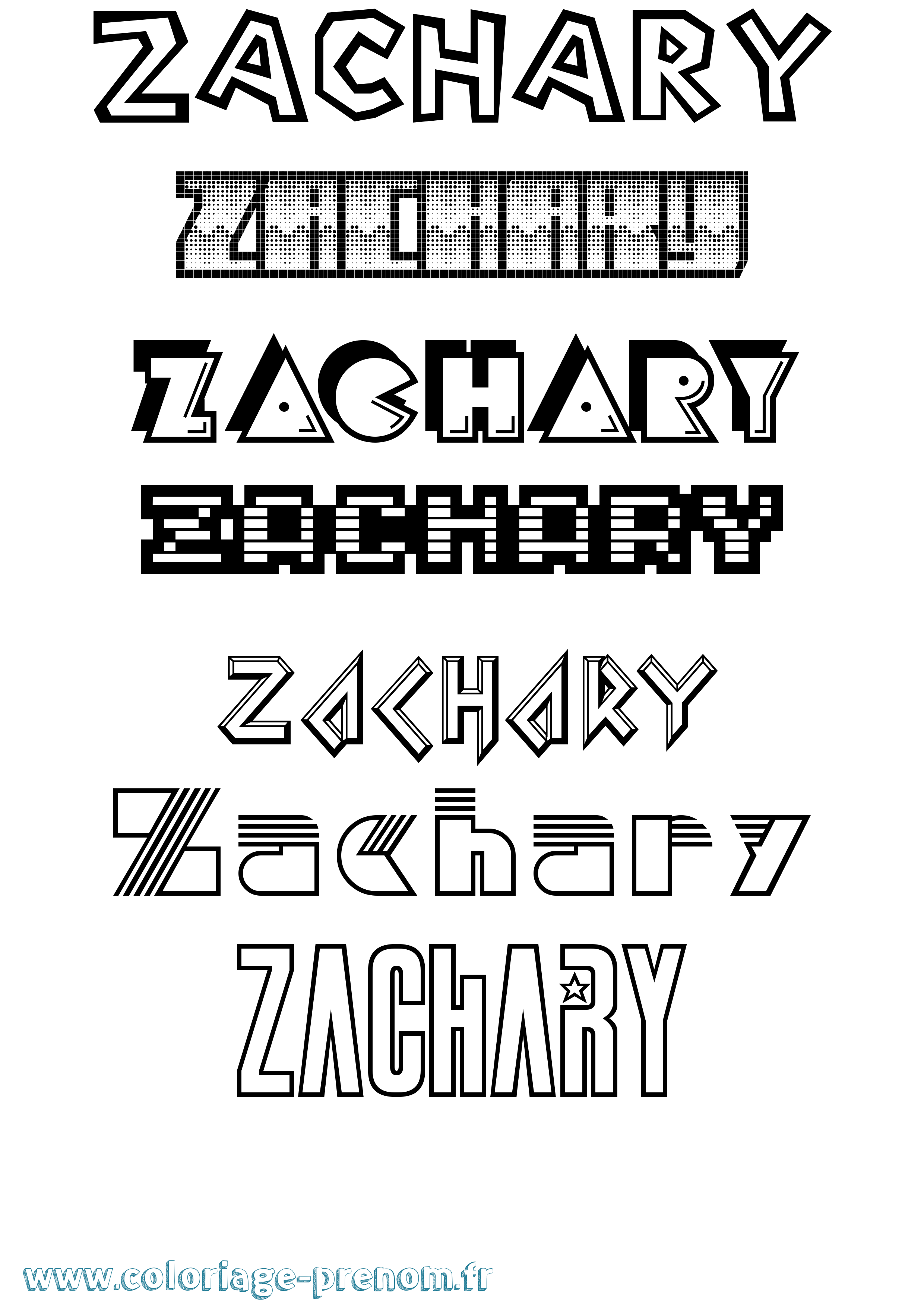 Coloriage prénom Zachary