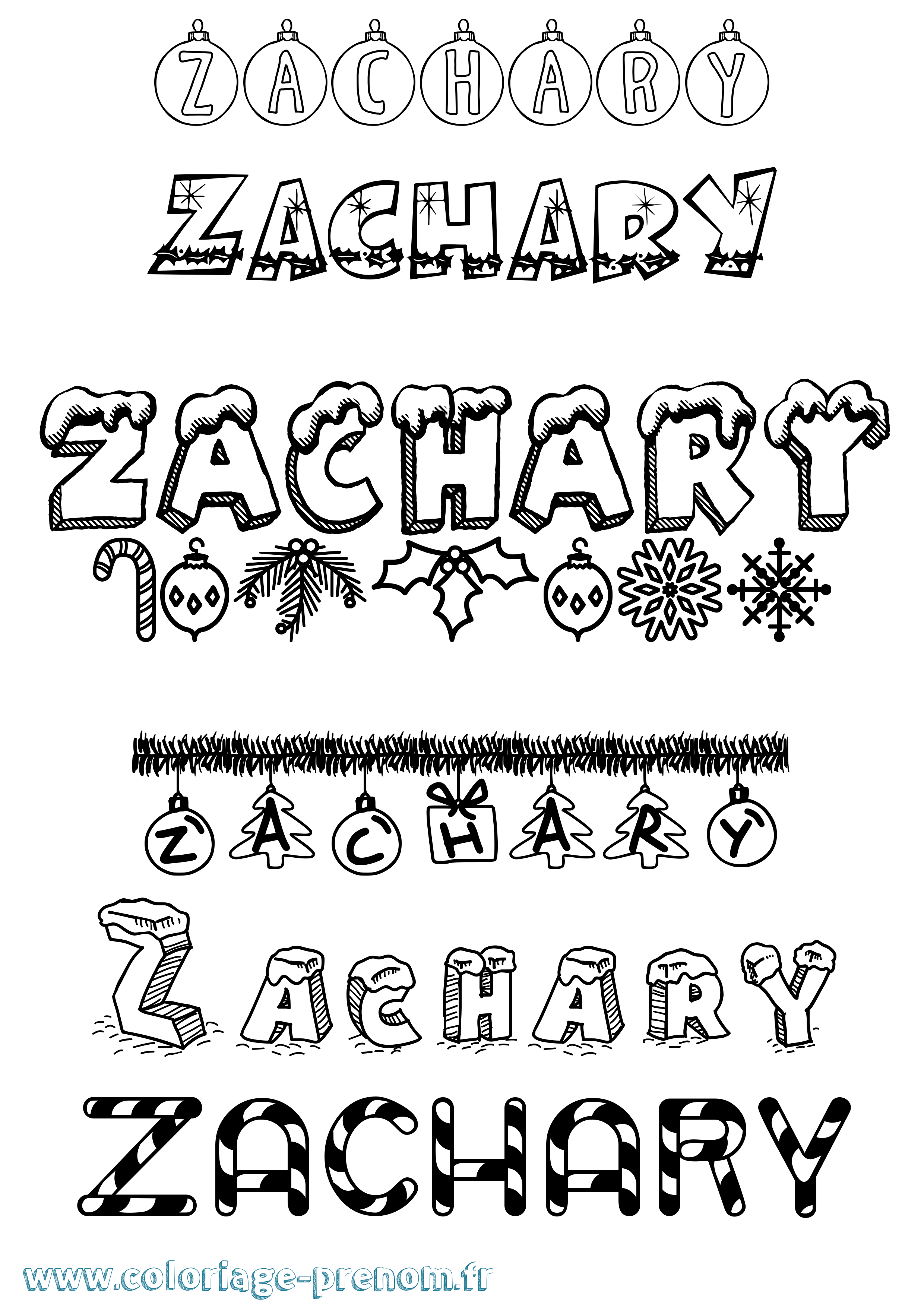 Coloriage prénom Zachary Noël
