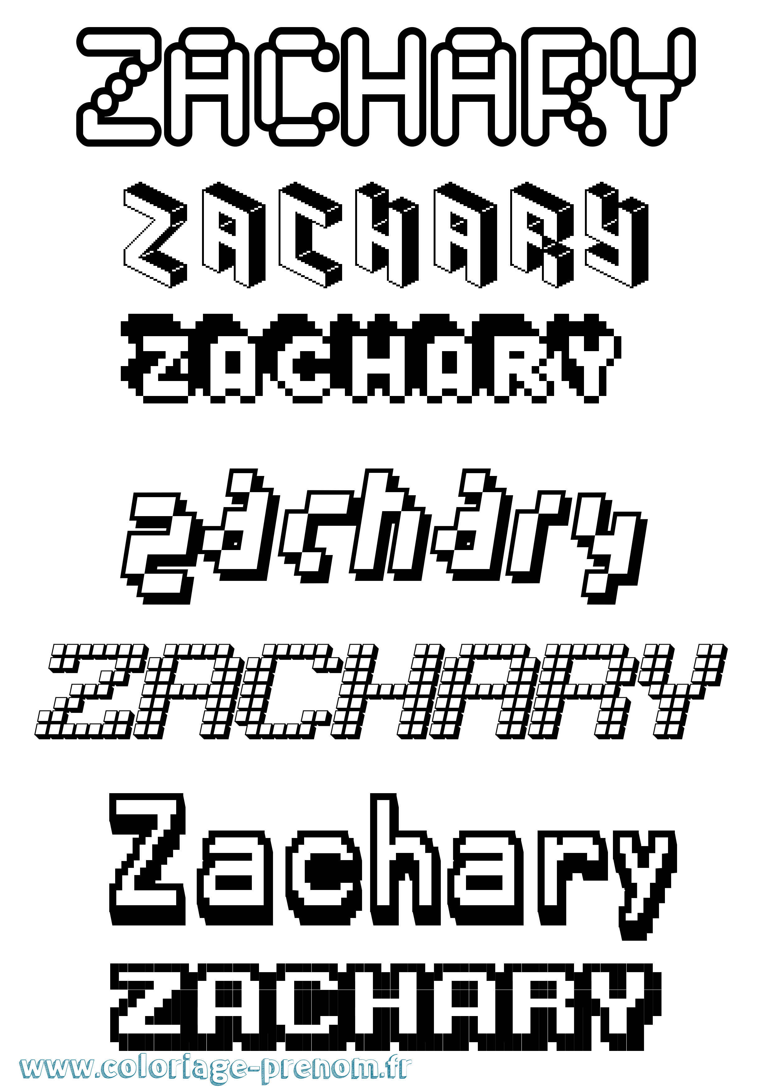 Coloriage prénom Zachary Pixel