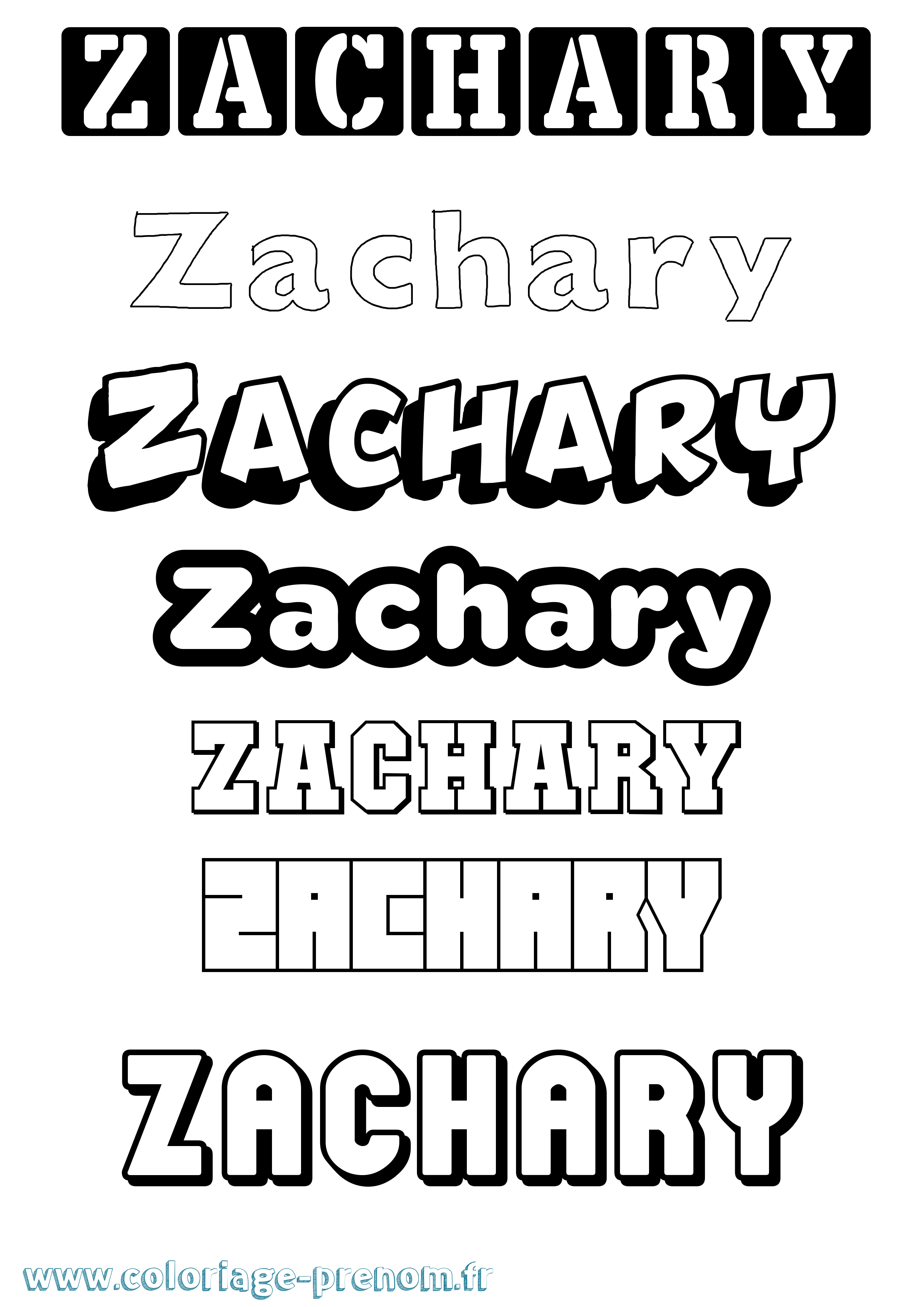 Coloriage prénom Zachary Simple