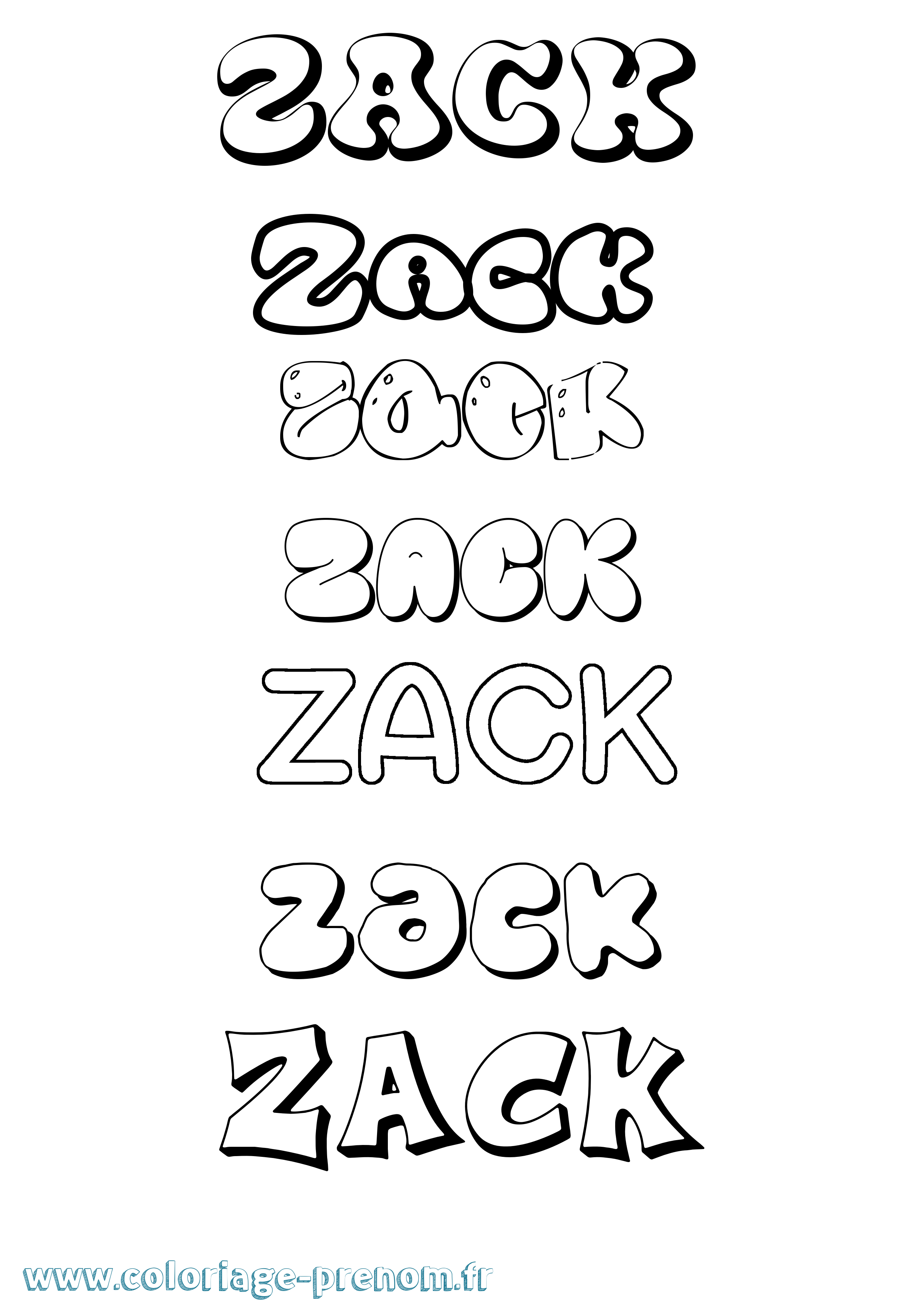 Coloriage Zack Bubble Coloriage prénom Zack Bubble