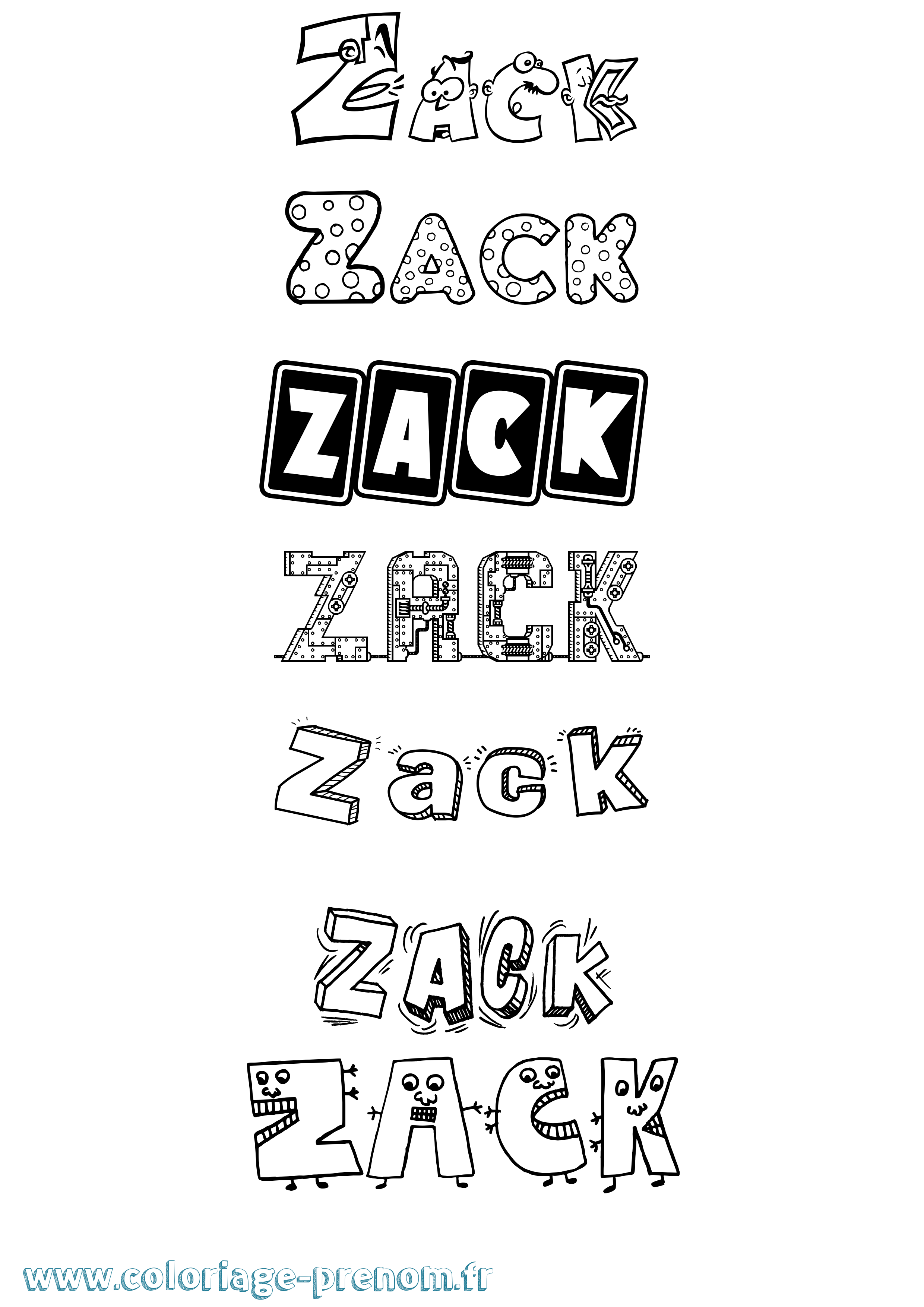 Coloriage Zack Fun Coloriage prénom Zack Fun