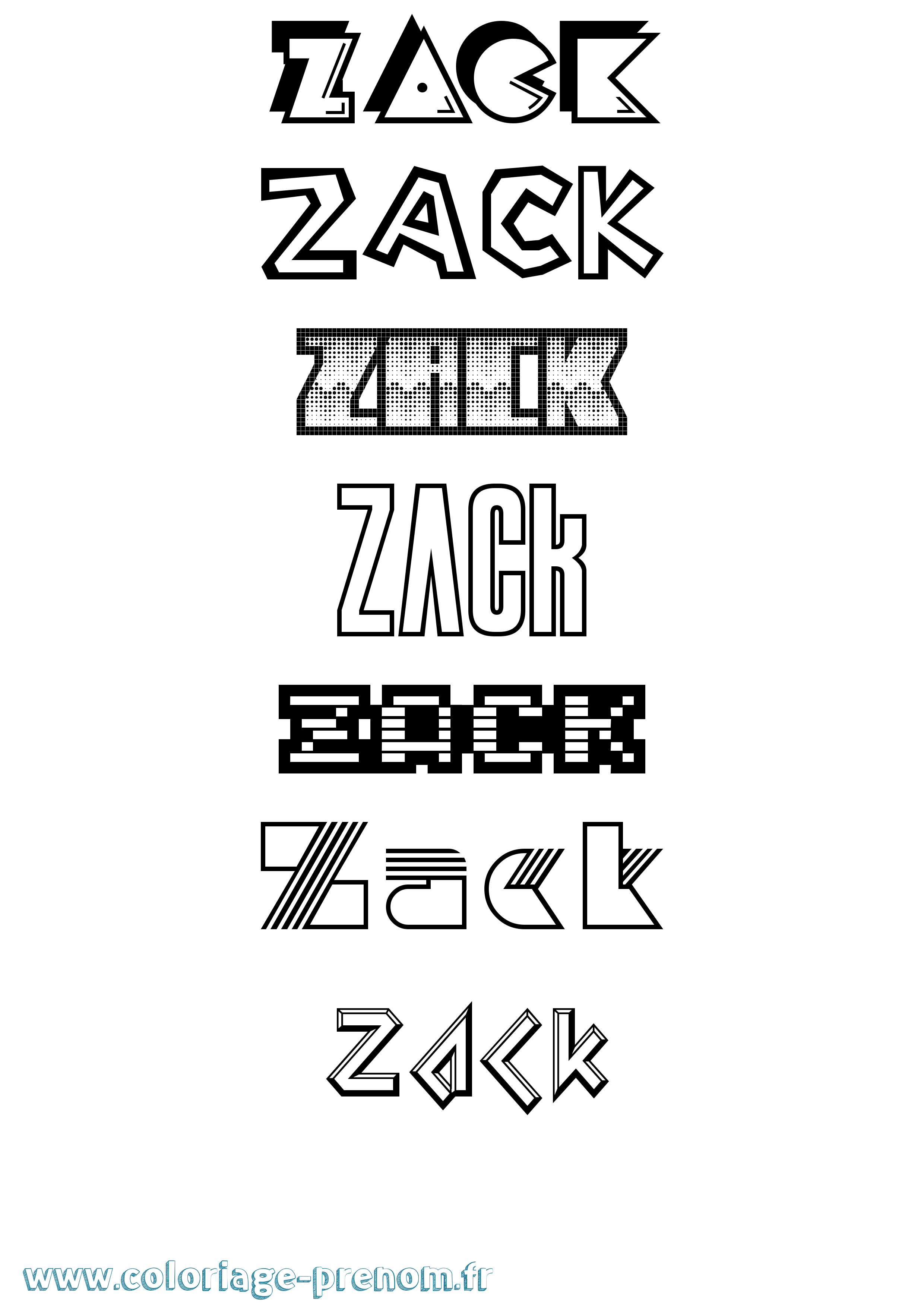 Coloriage Zack Jeux Vidéos Coloriage prénom Zack Jeux Vidéos