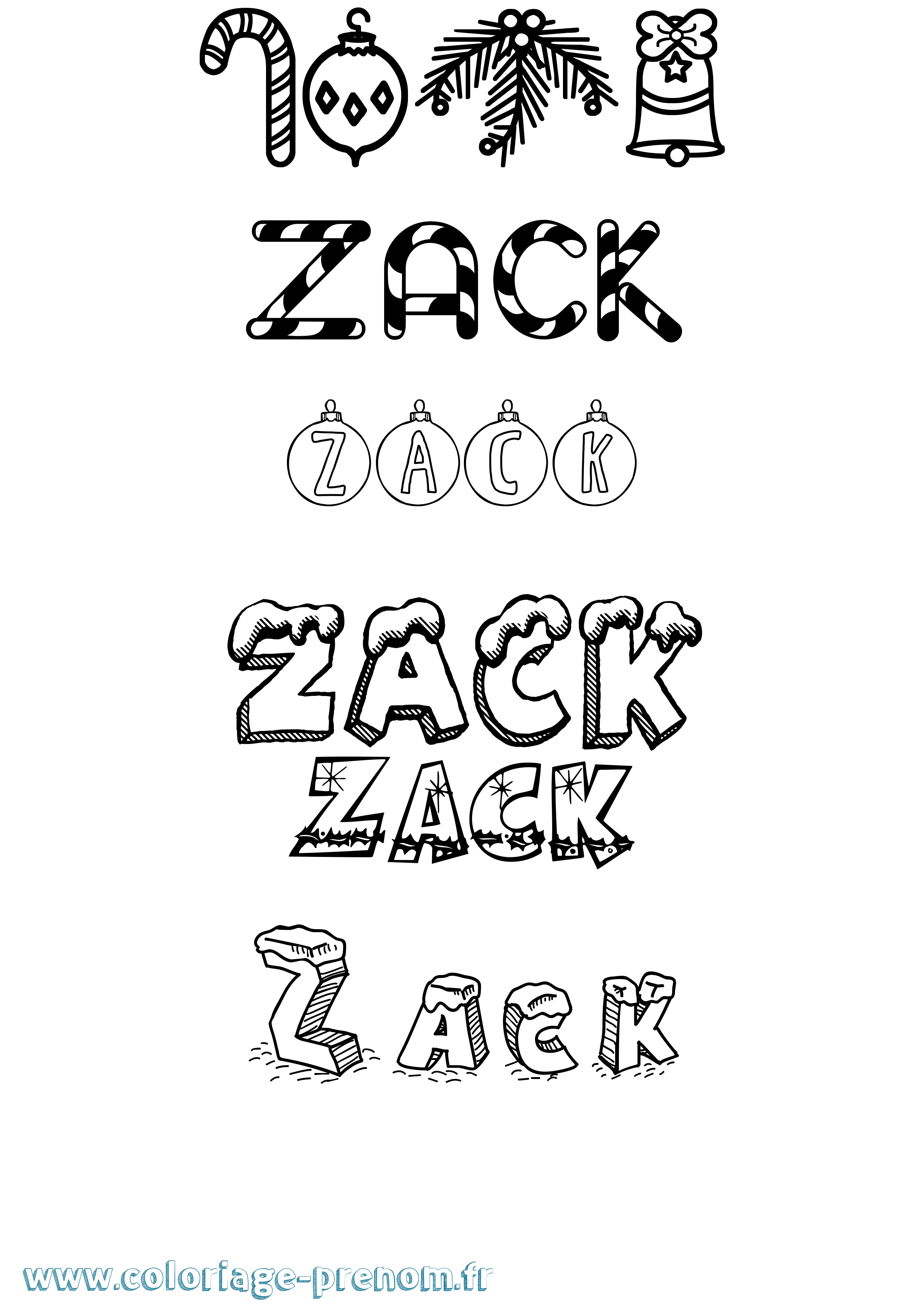 Coloriage Zack Noël Coloriage prénom Zack Noël
