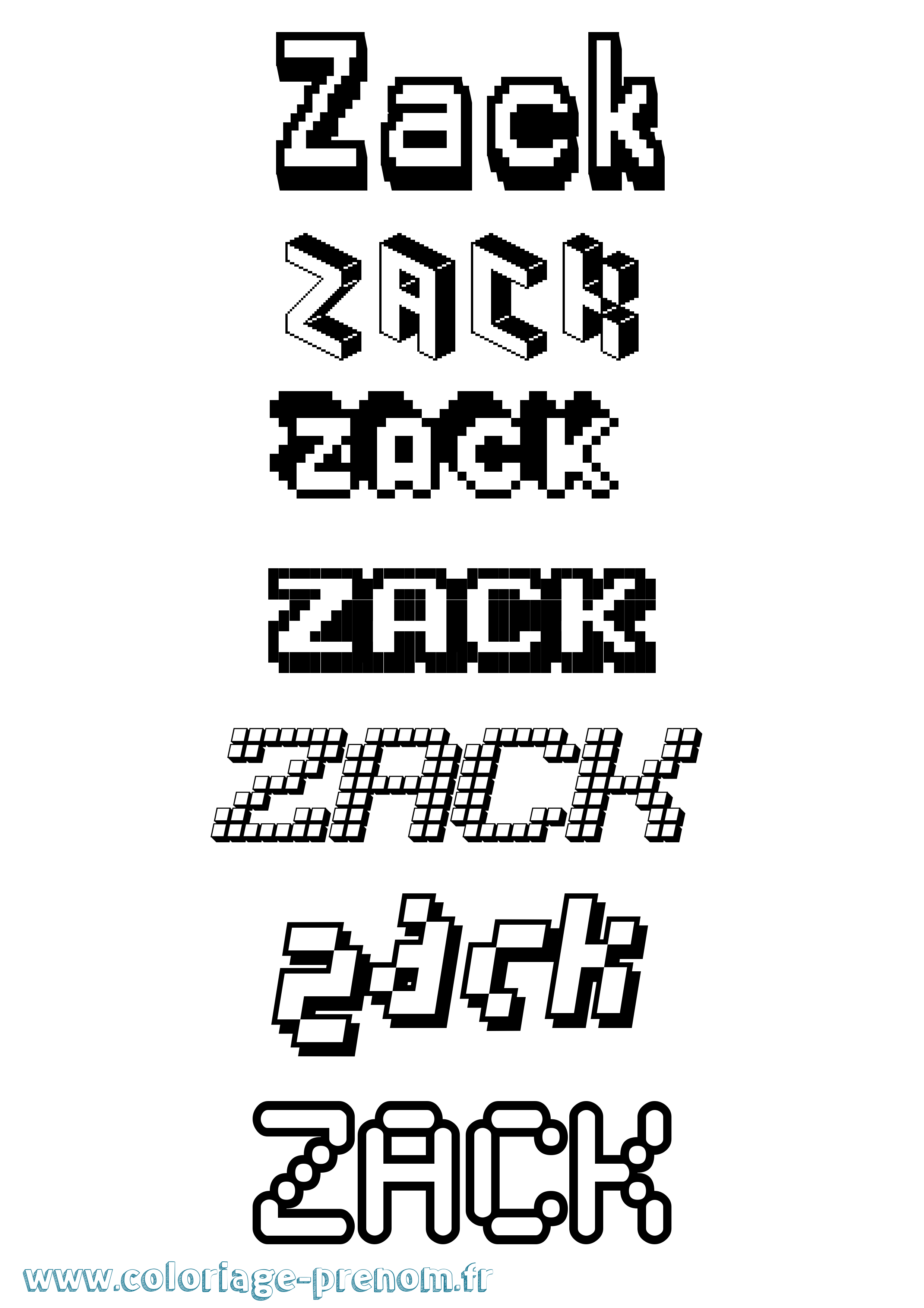 Coloriage Zack Pixel Coloriage prénom Zack Pixel