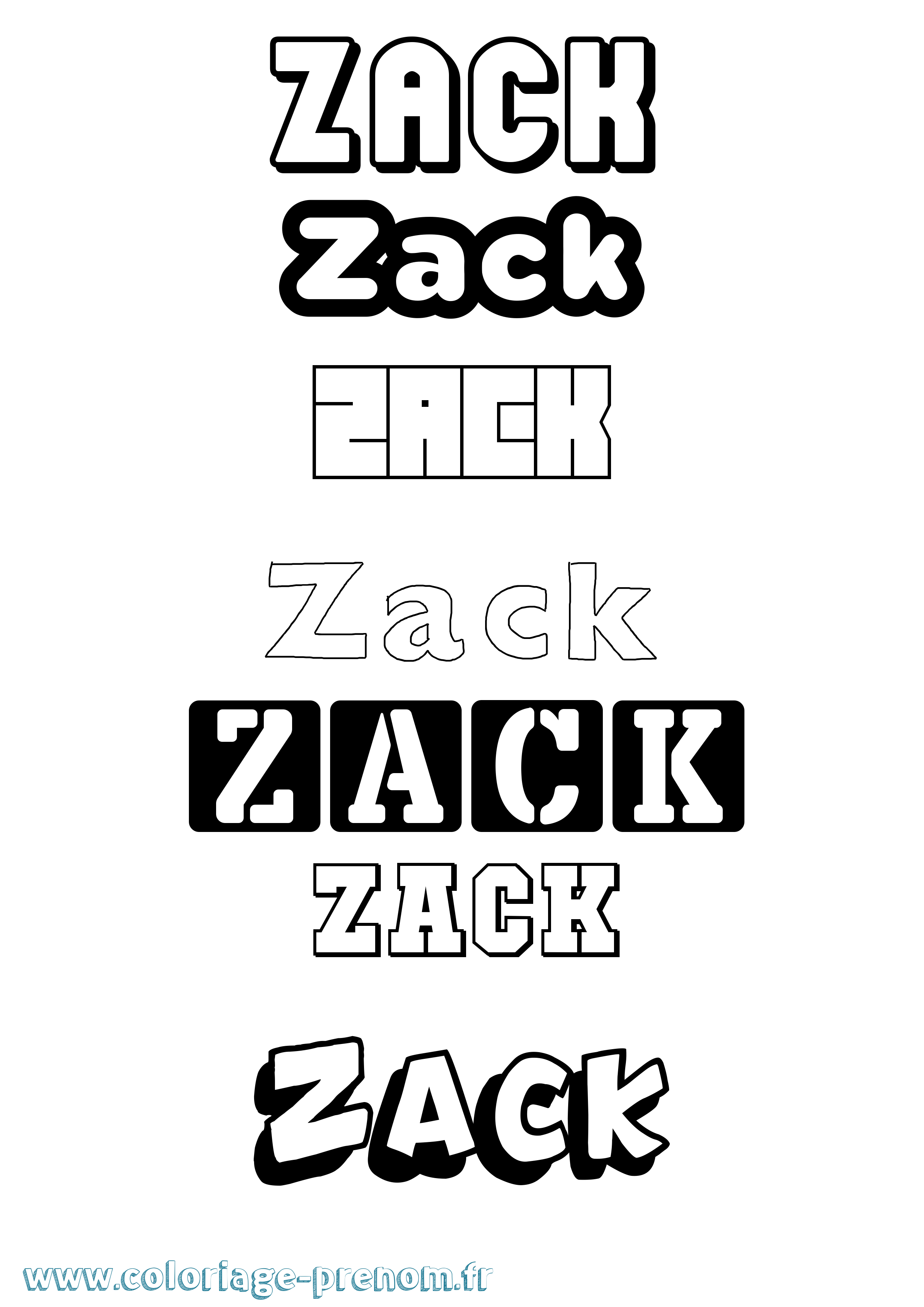 Coloriage prénom Zack