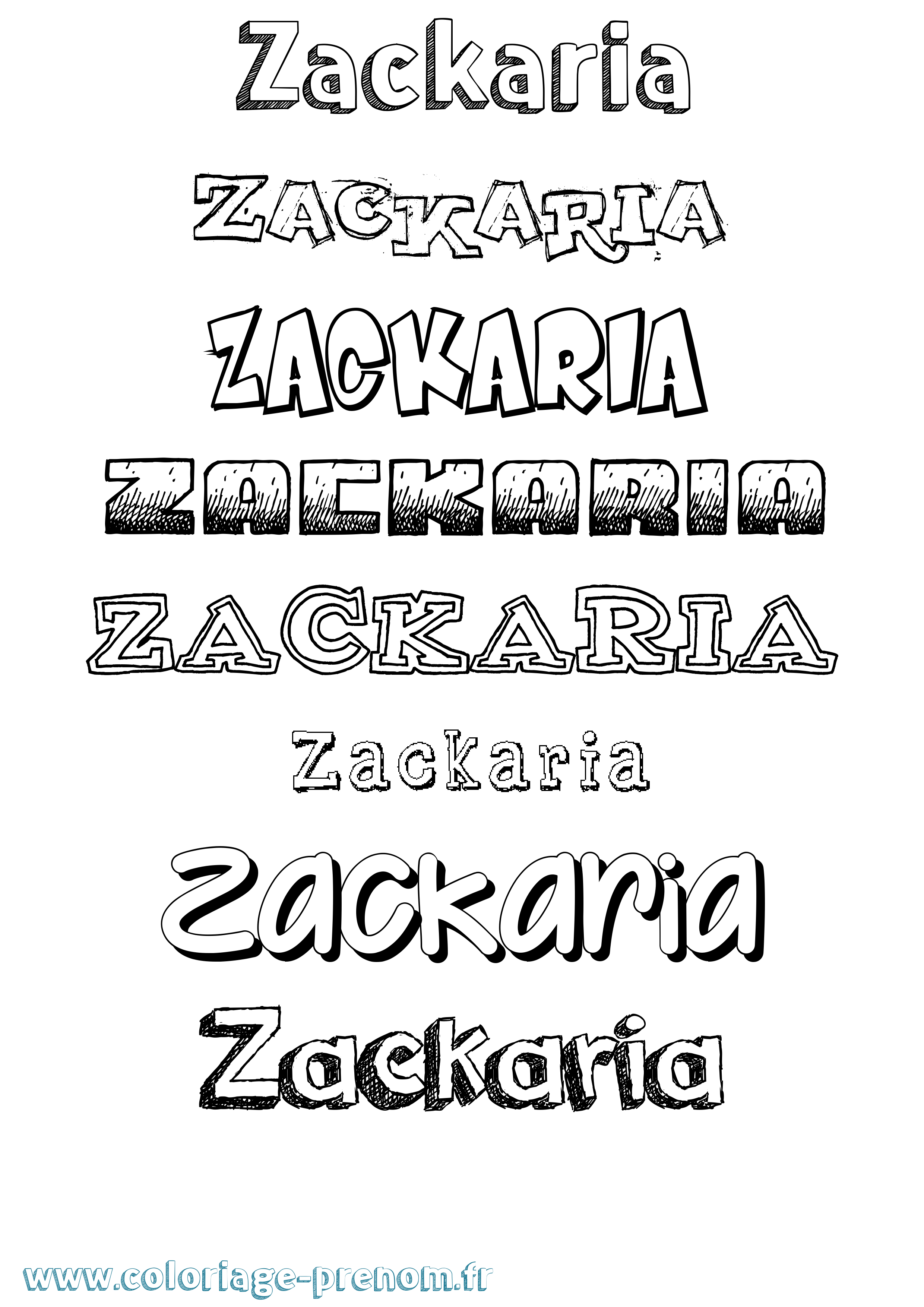 Coloriage prénom Zackaria Dessiné