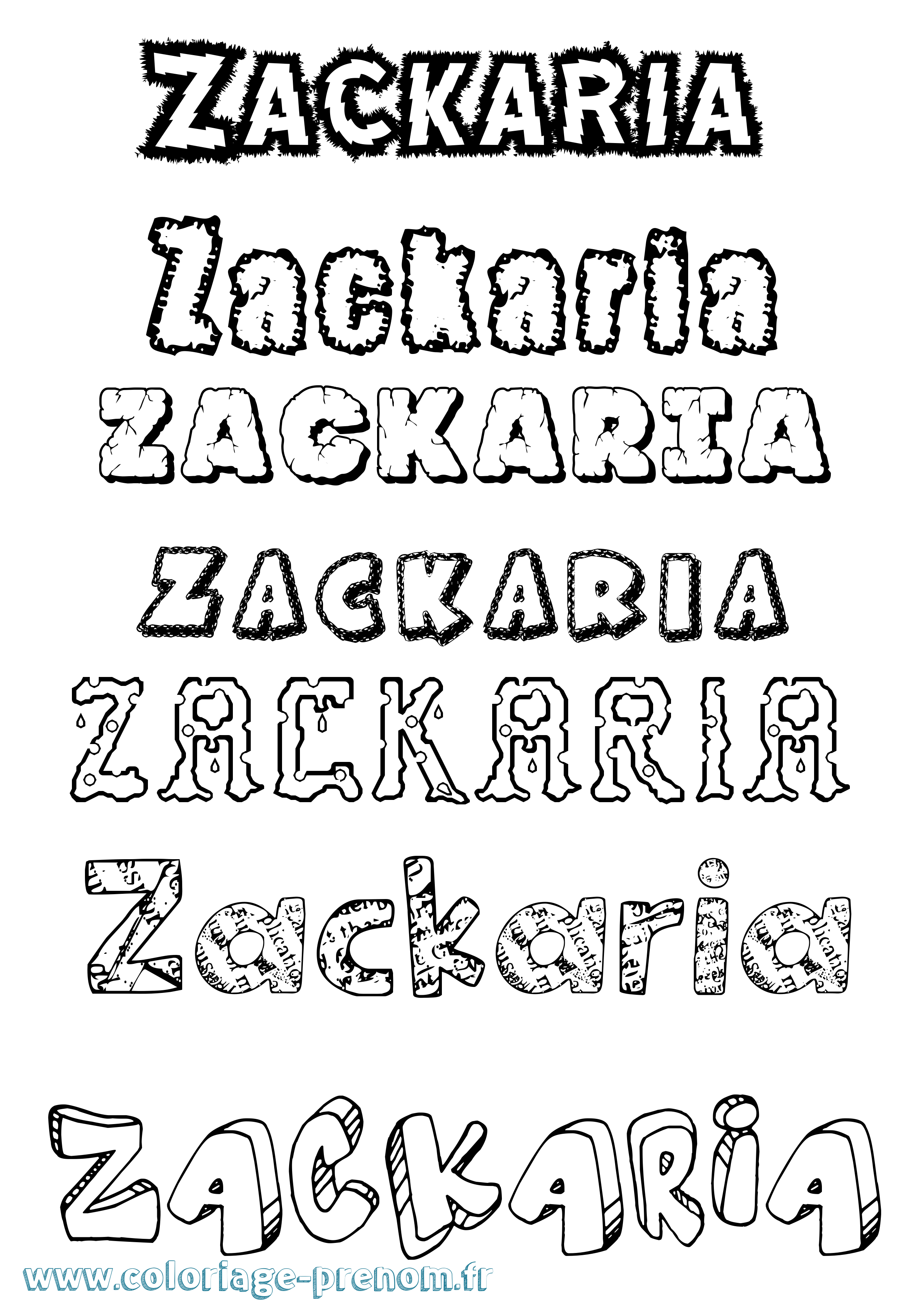 Coloriage prénom Zackaria Destructuré