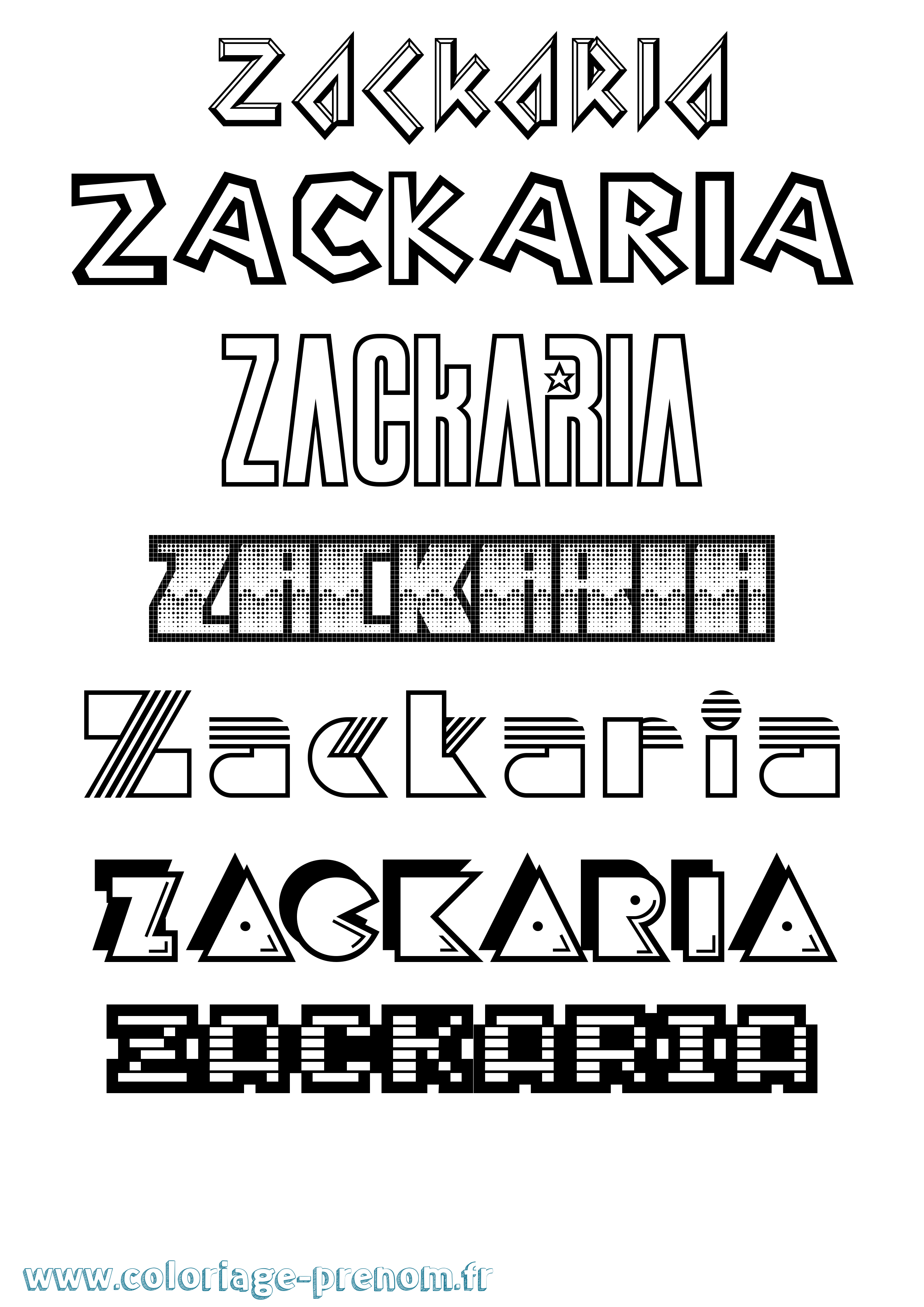 Coloriage prénom Zackaria Jeux Vidéos