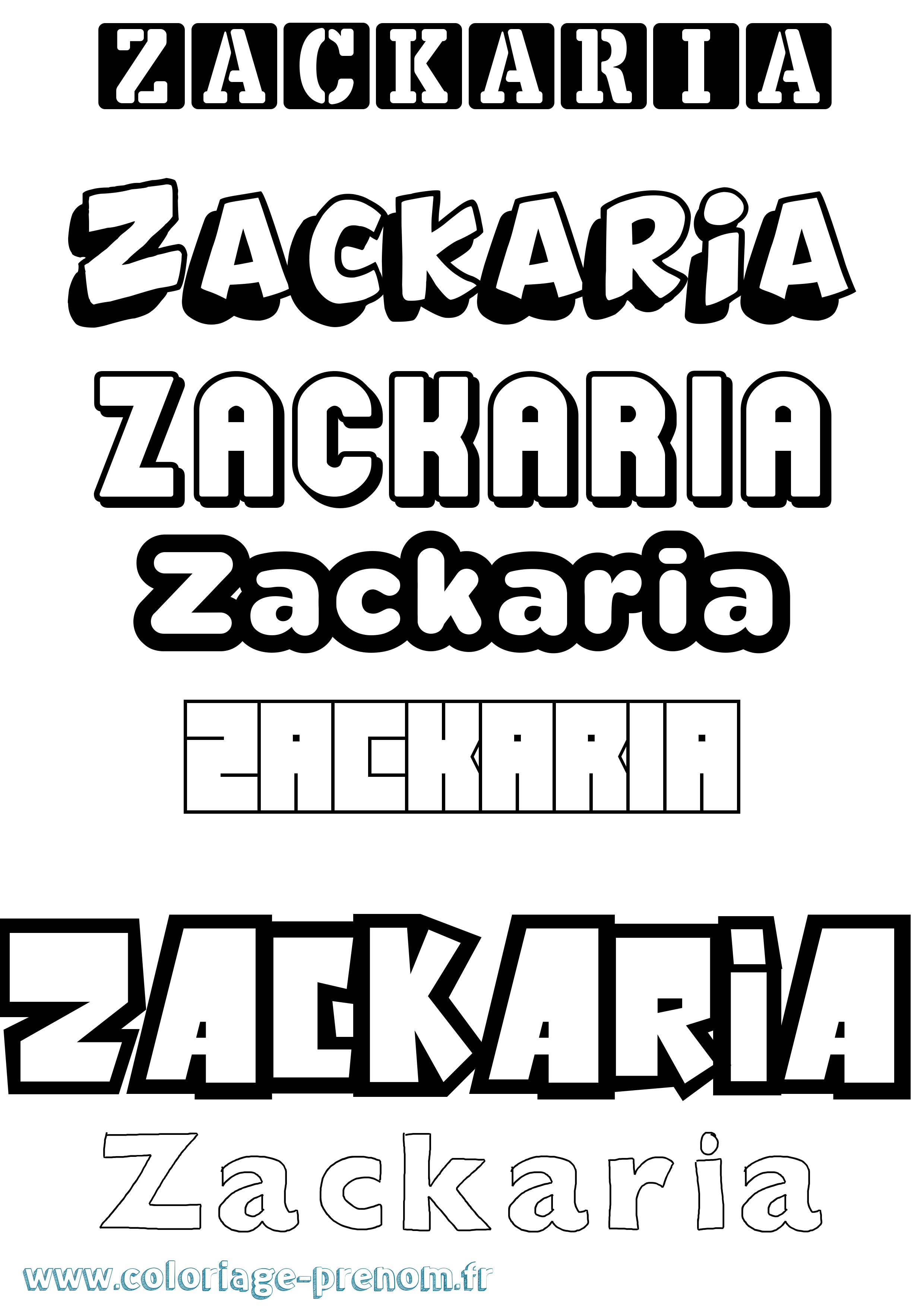 Coloriage prénom Zackaria Simple