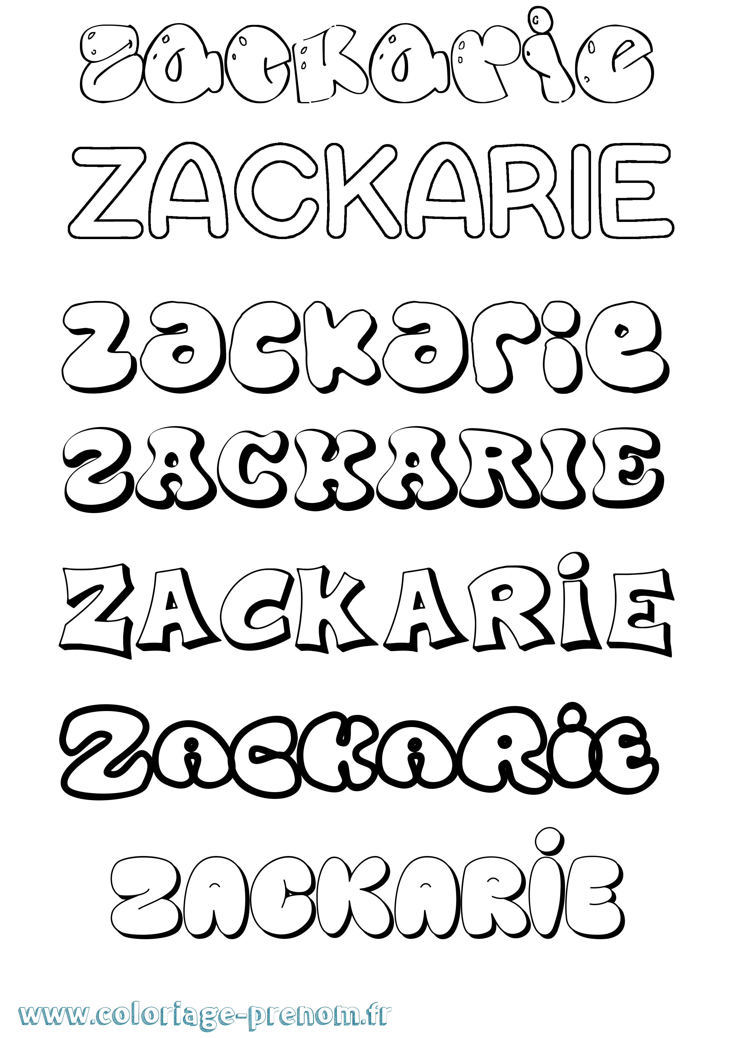 Coloriage Zackarie Bubble Coloriage prénom Zackarie Bubble