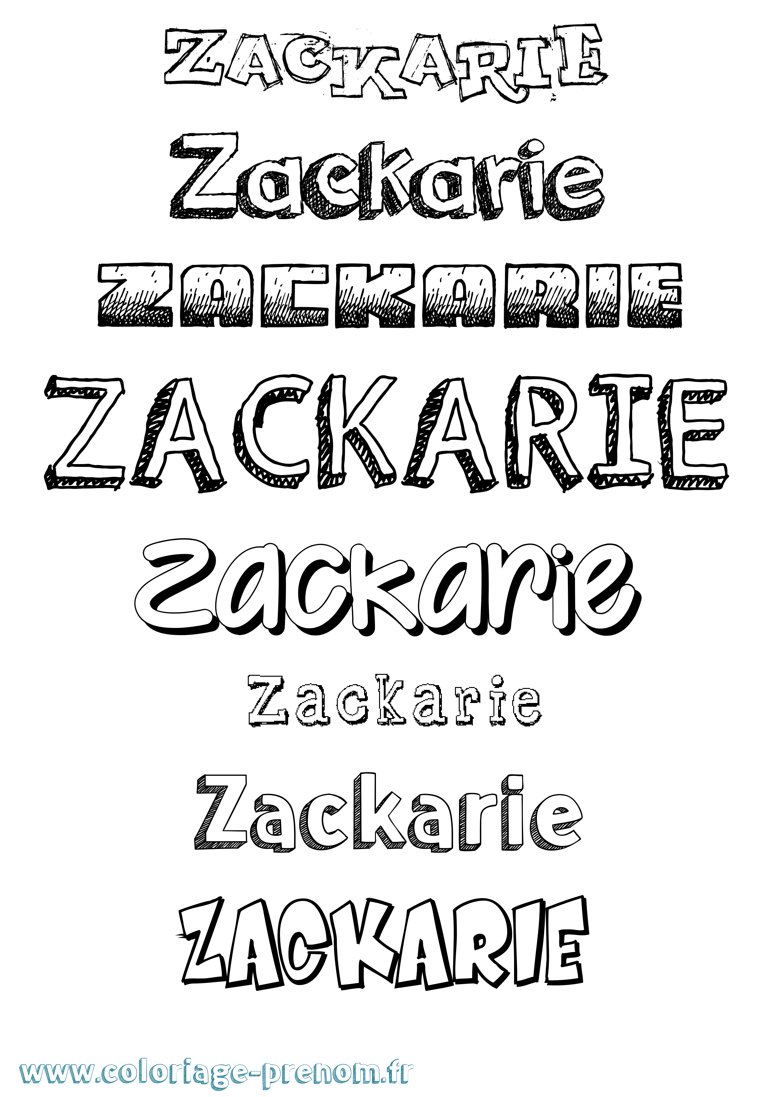 Coloriage Zackarie Dessiné Coloriage prénom Zackarie Dessiné
