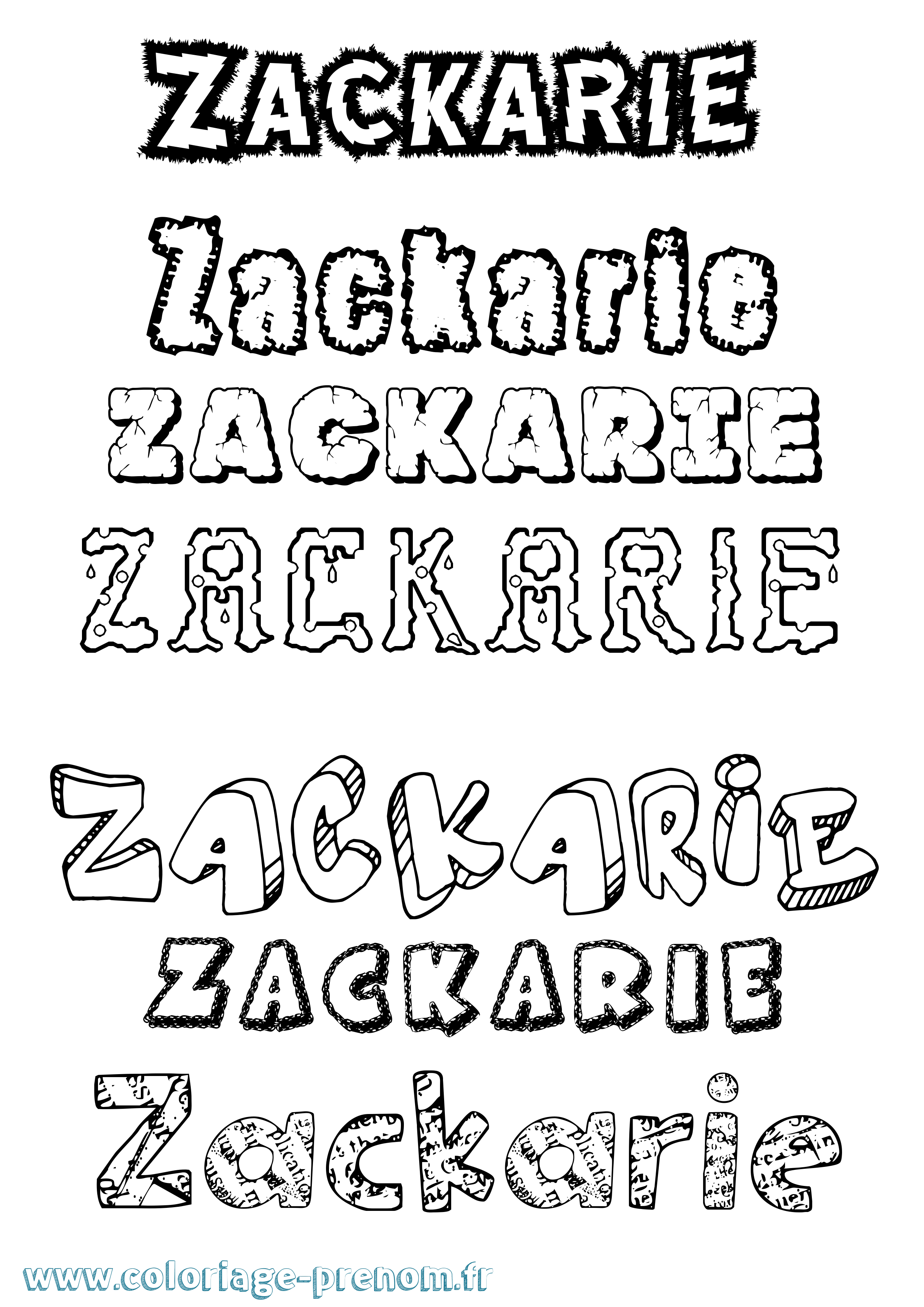 Coloriage Zackarie Destructuré Coloriage prénom Zackarie Destructuré