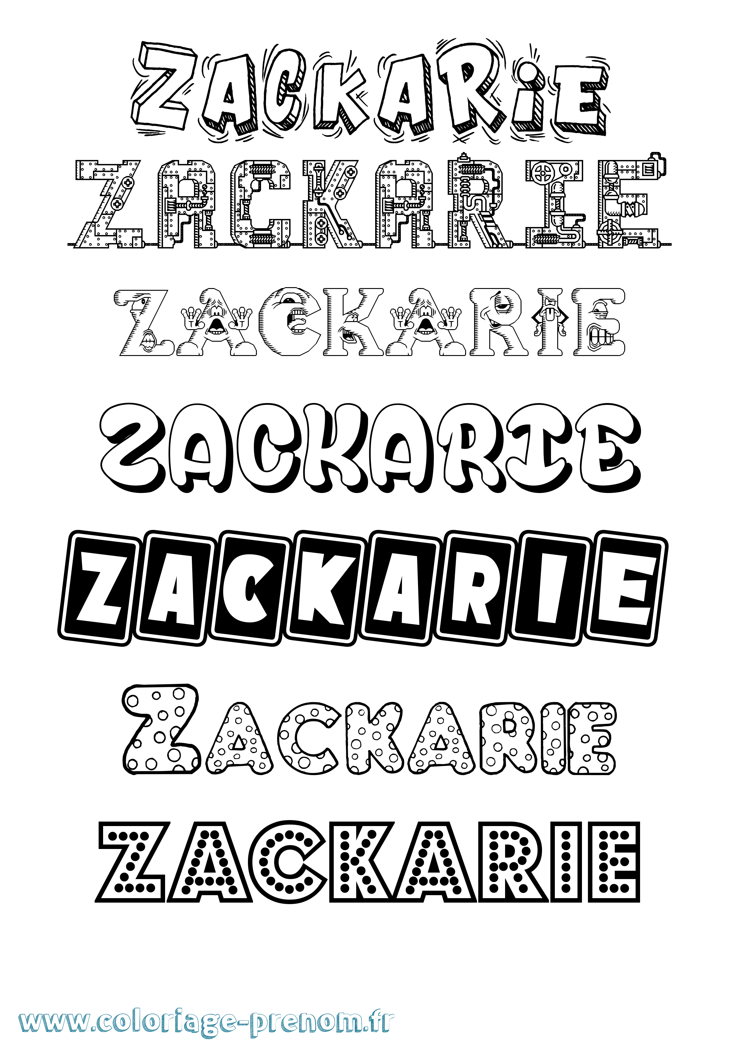 Coloriage Zackarie Fun Coloriage prénom Zackarie Fun