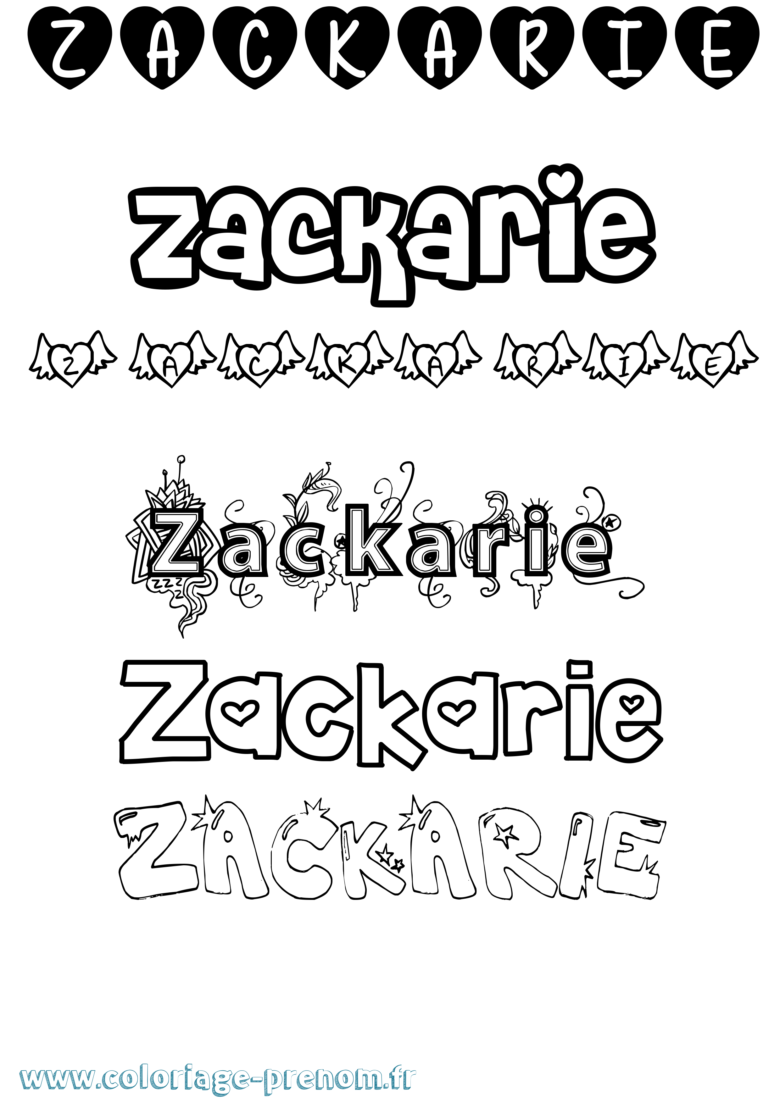 Coloriage Zackarie Girly Coloriage prénom Zackarie Girly