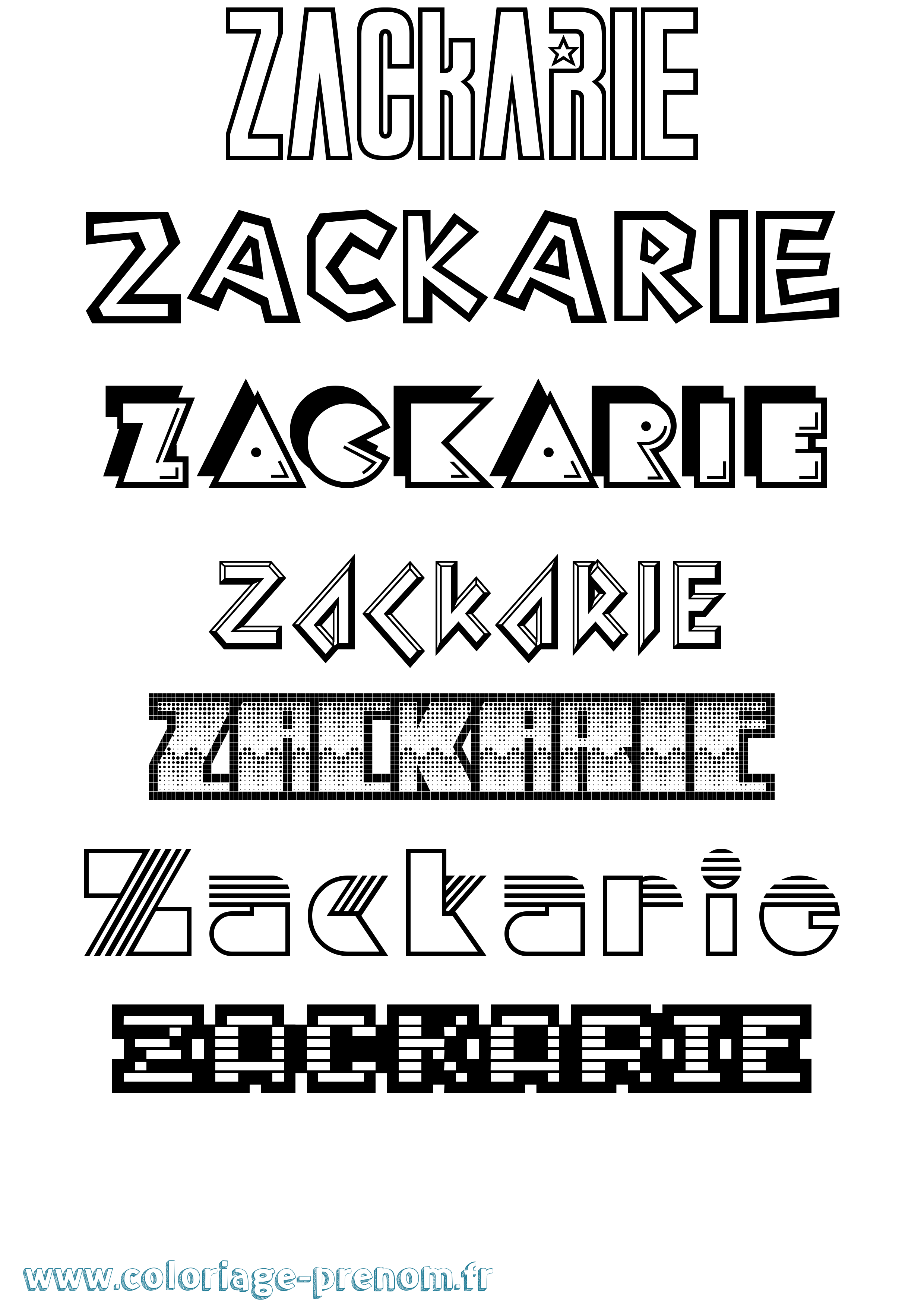 Coloriage Zackarie Jeux Vidéos Coloriage prénom Zackarie Jeux Vidéos
